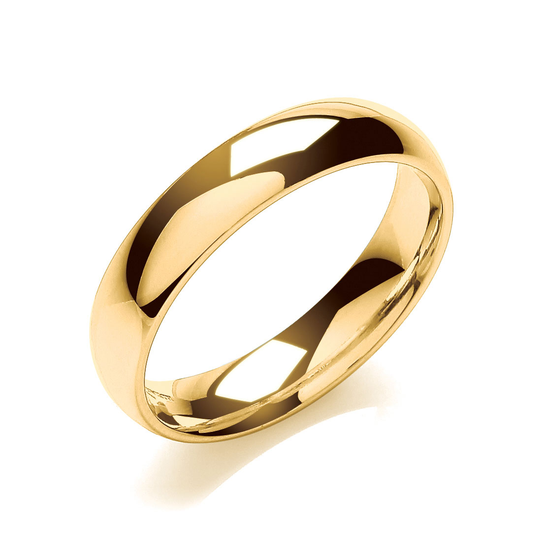 5mm 18 Carat Yellow Gold Ladies Medium Court Wedding Band