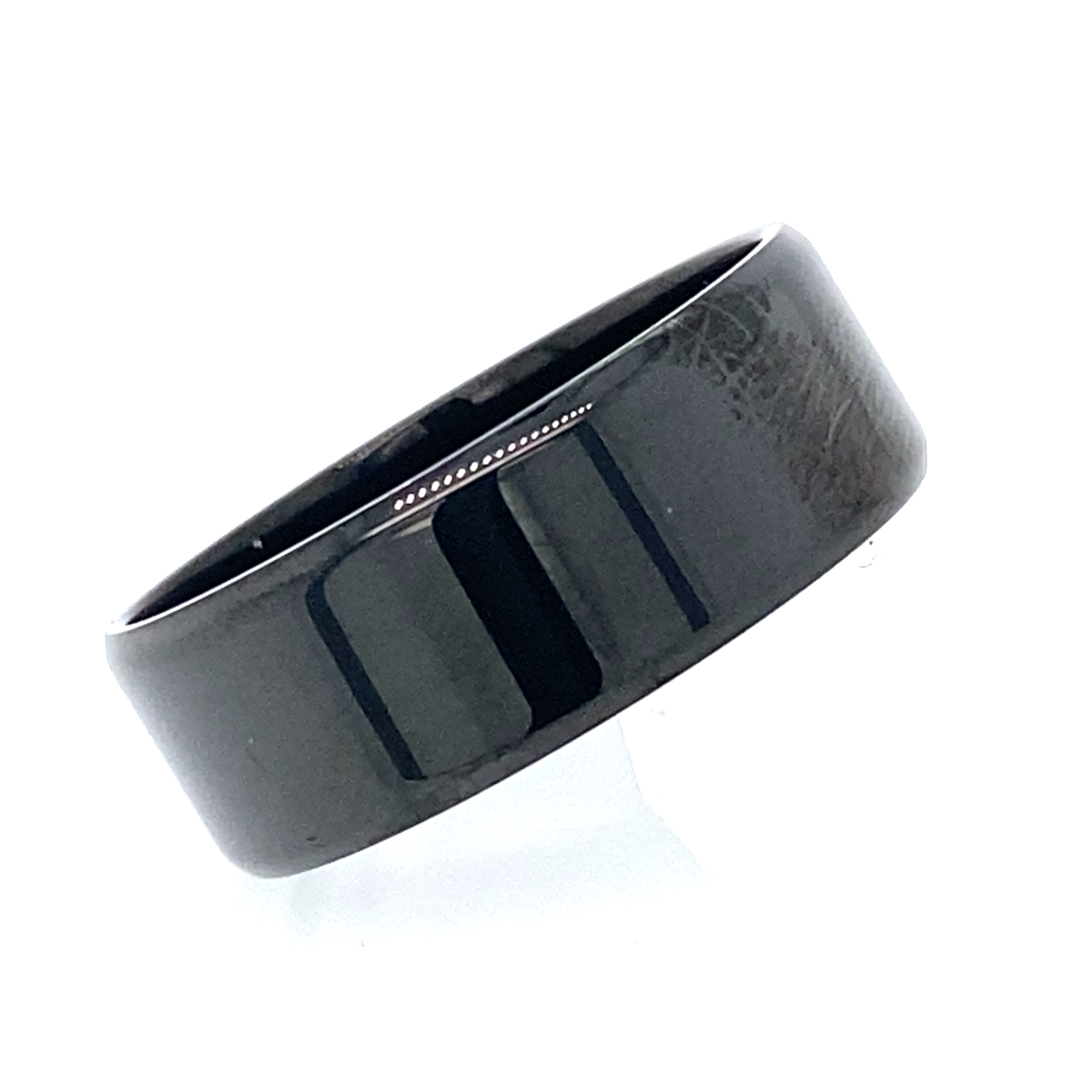 Platinum Noir - 8mm Flat Top Gents Wedding Band