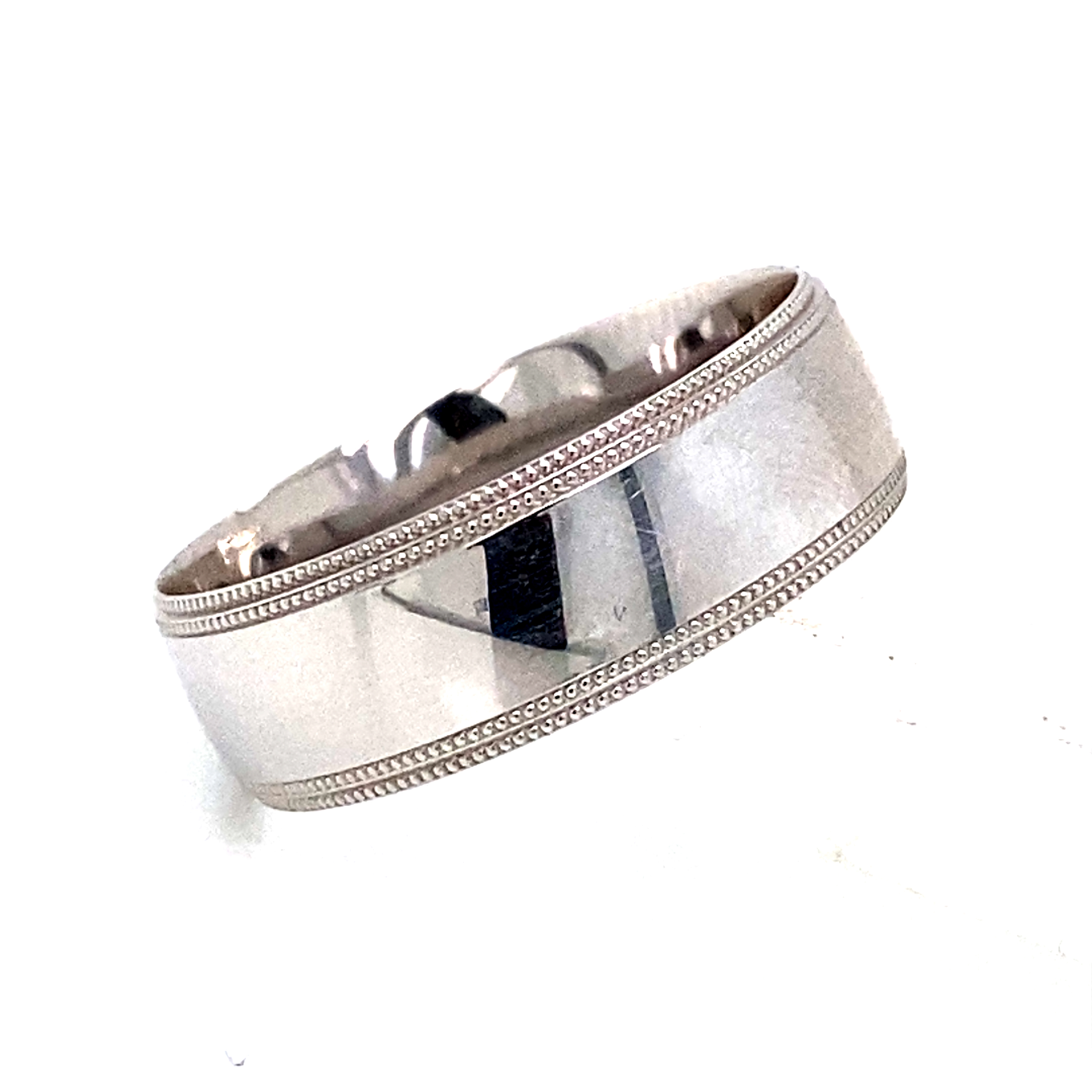 18 Carat White Gold Wedding Band Double Milgrain Edge