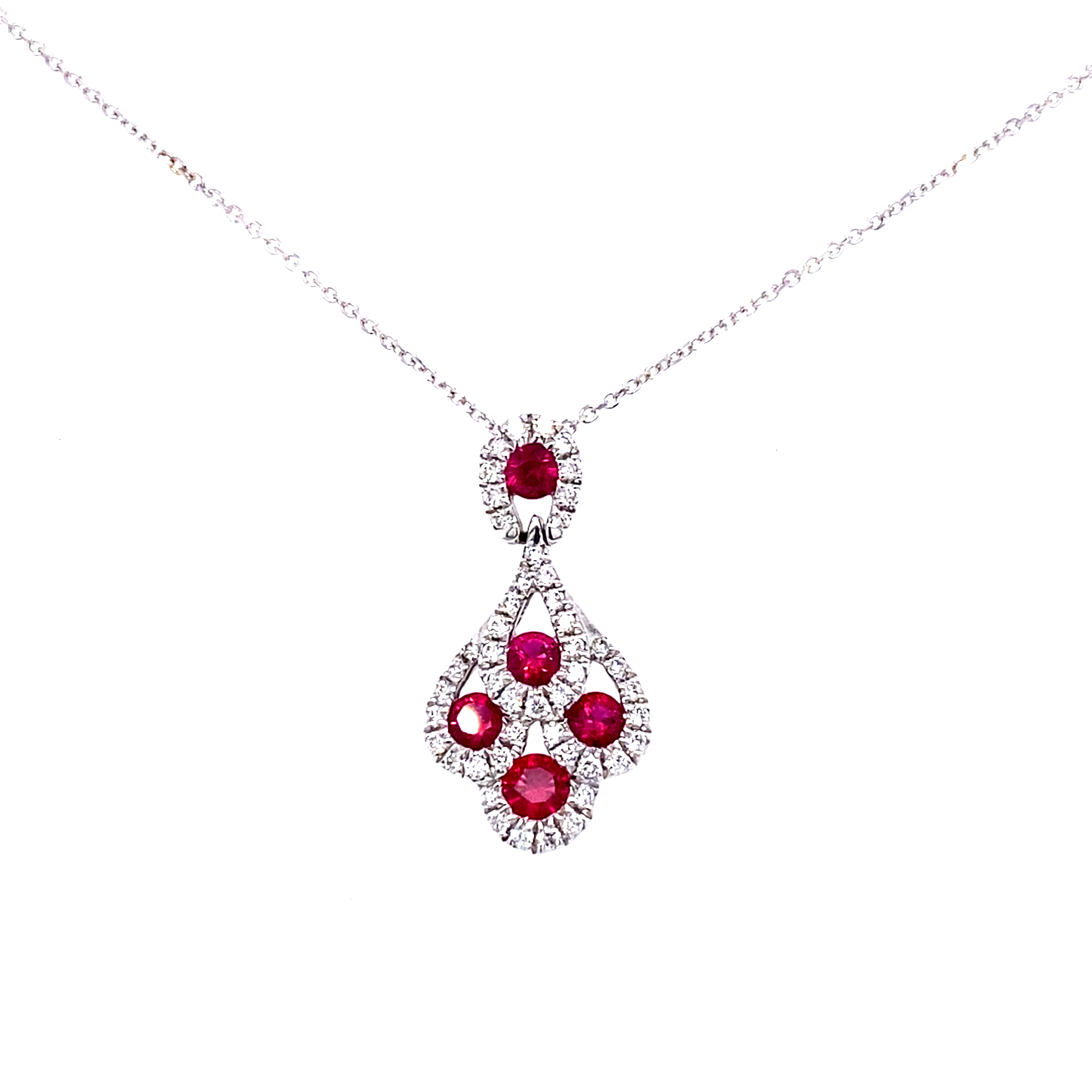 18 Carat White Gold Ruby and Diamond Pendant