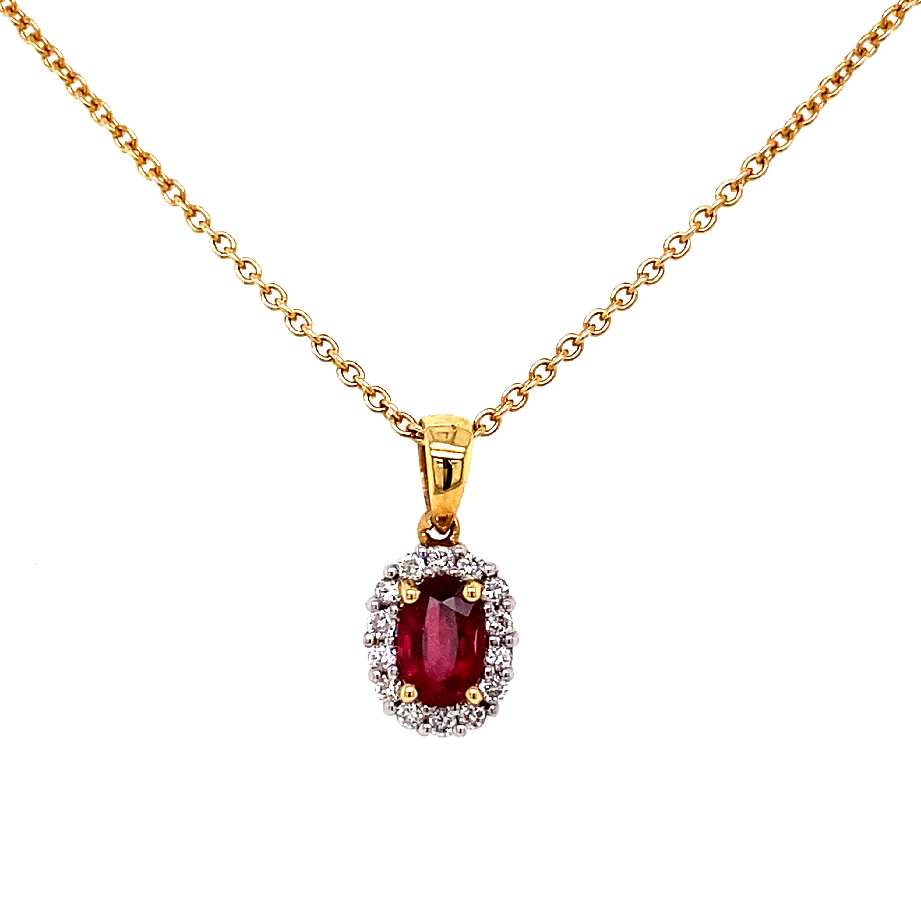 18ct Yellow Gold Ruby & Diamond Pendant - Gemset Necklaces - Gemset