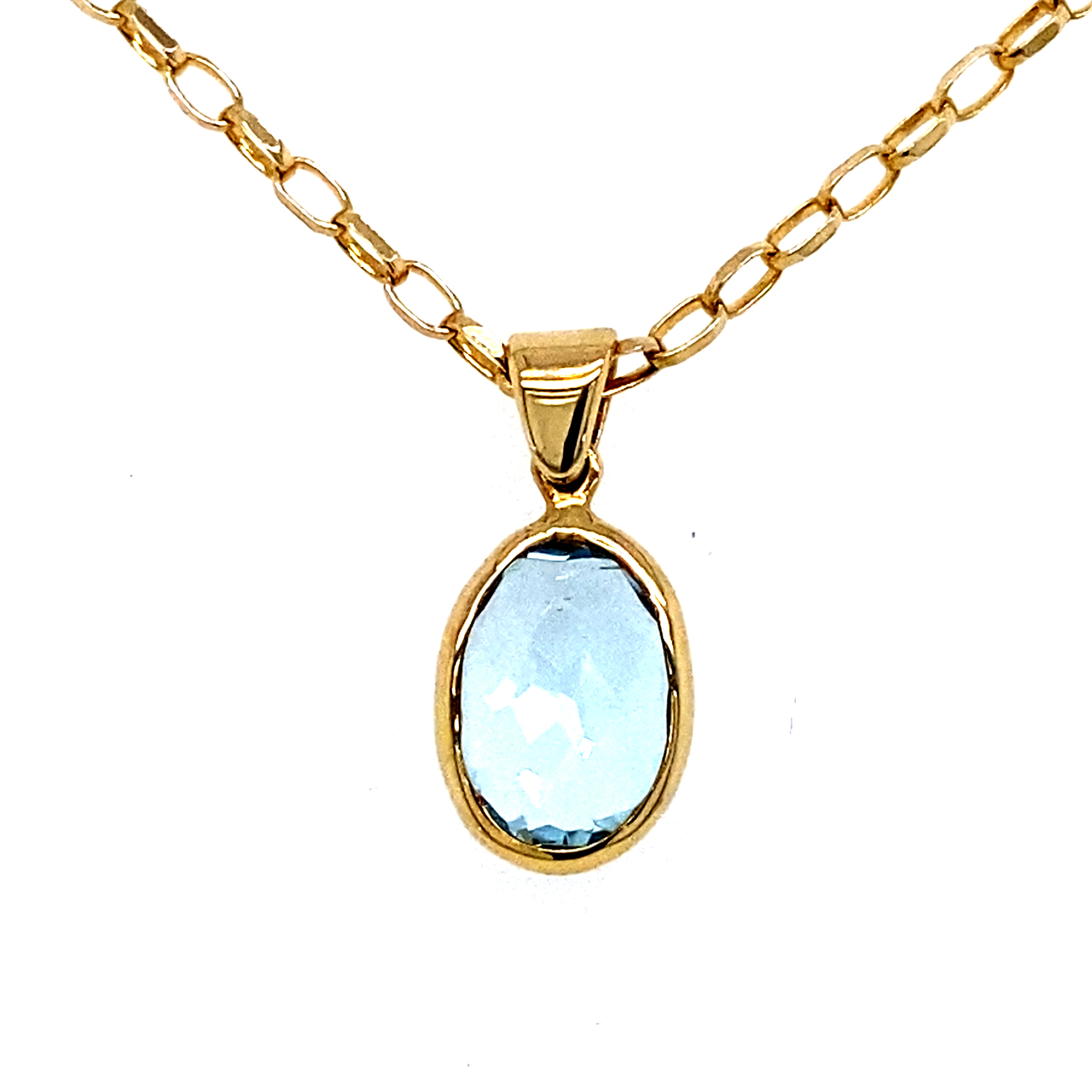 9 Carat Yellow Gold Blue Topaz Pendant
