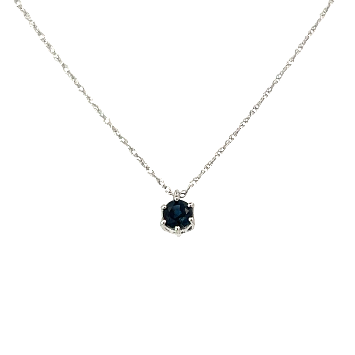 9ct white gold solitaire Sapphire pendant