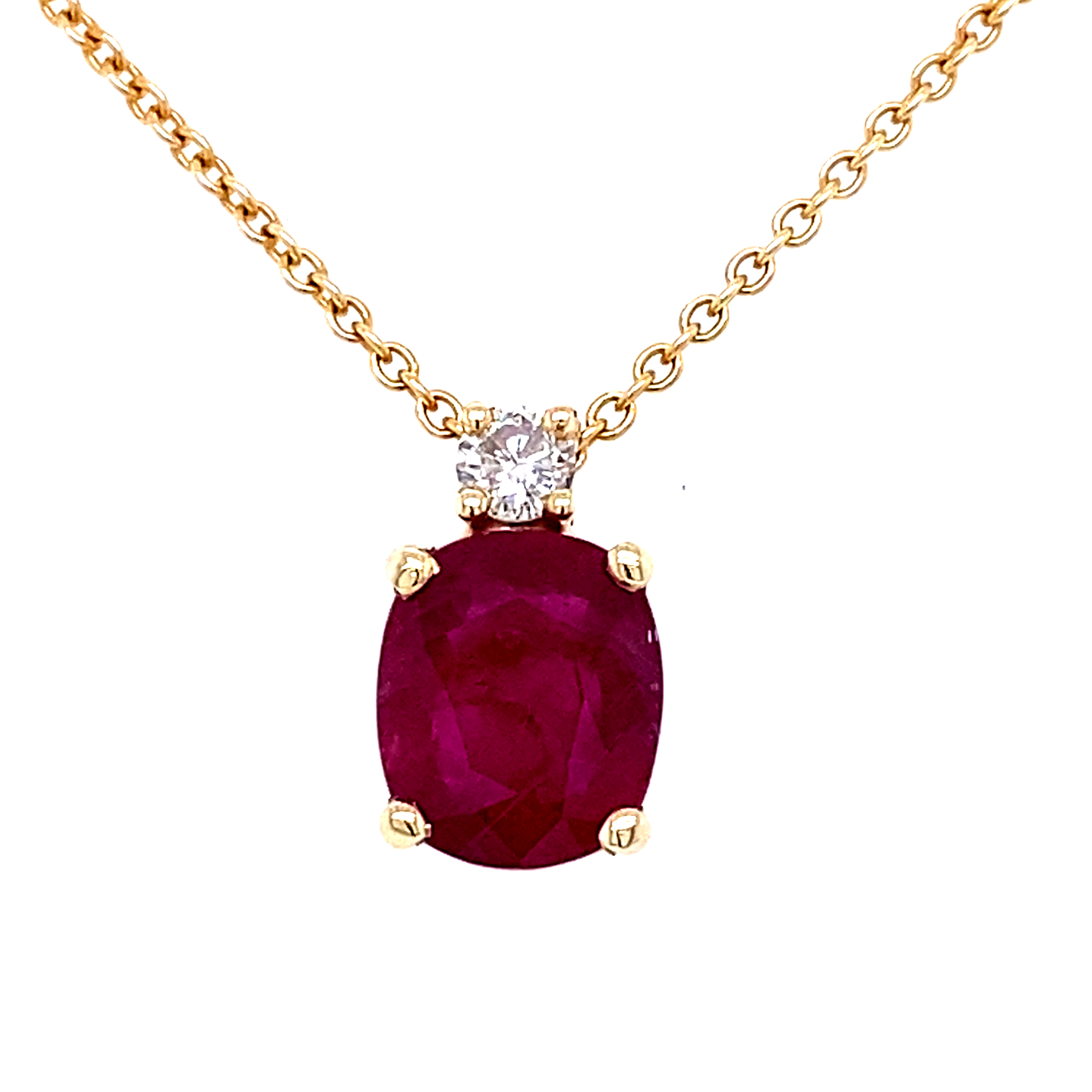 9ct Yellow Gold Ruby and Diamond Pendant