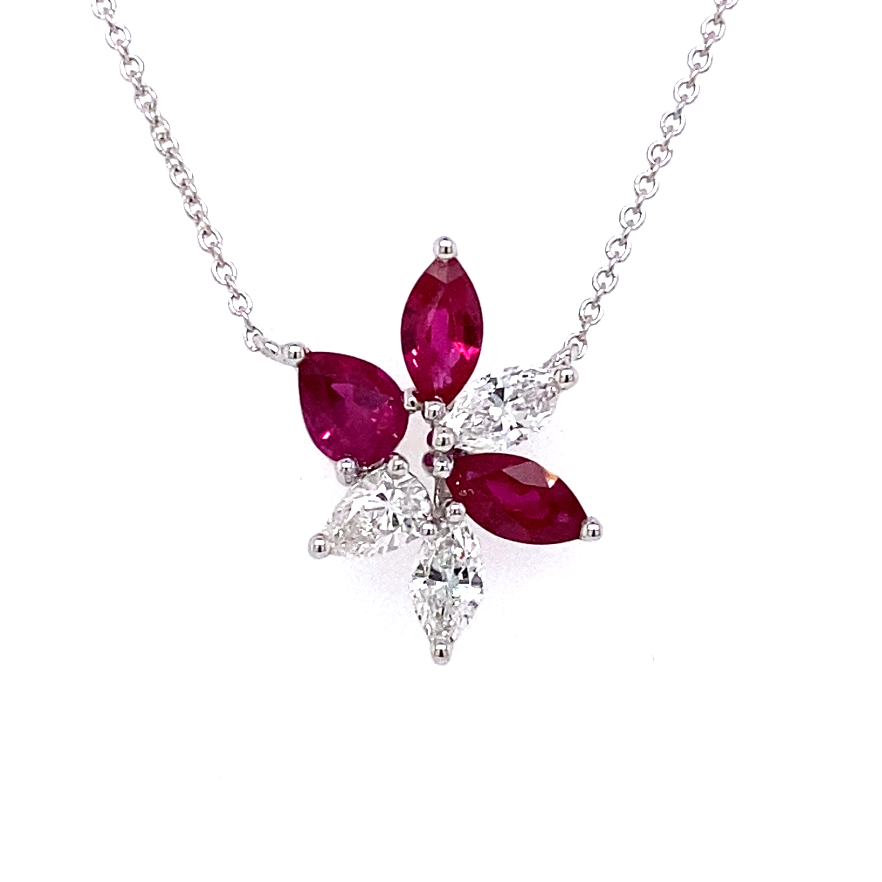 18 Carat White Gold, Ruby and Diamond Necklet