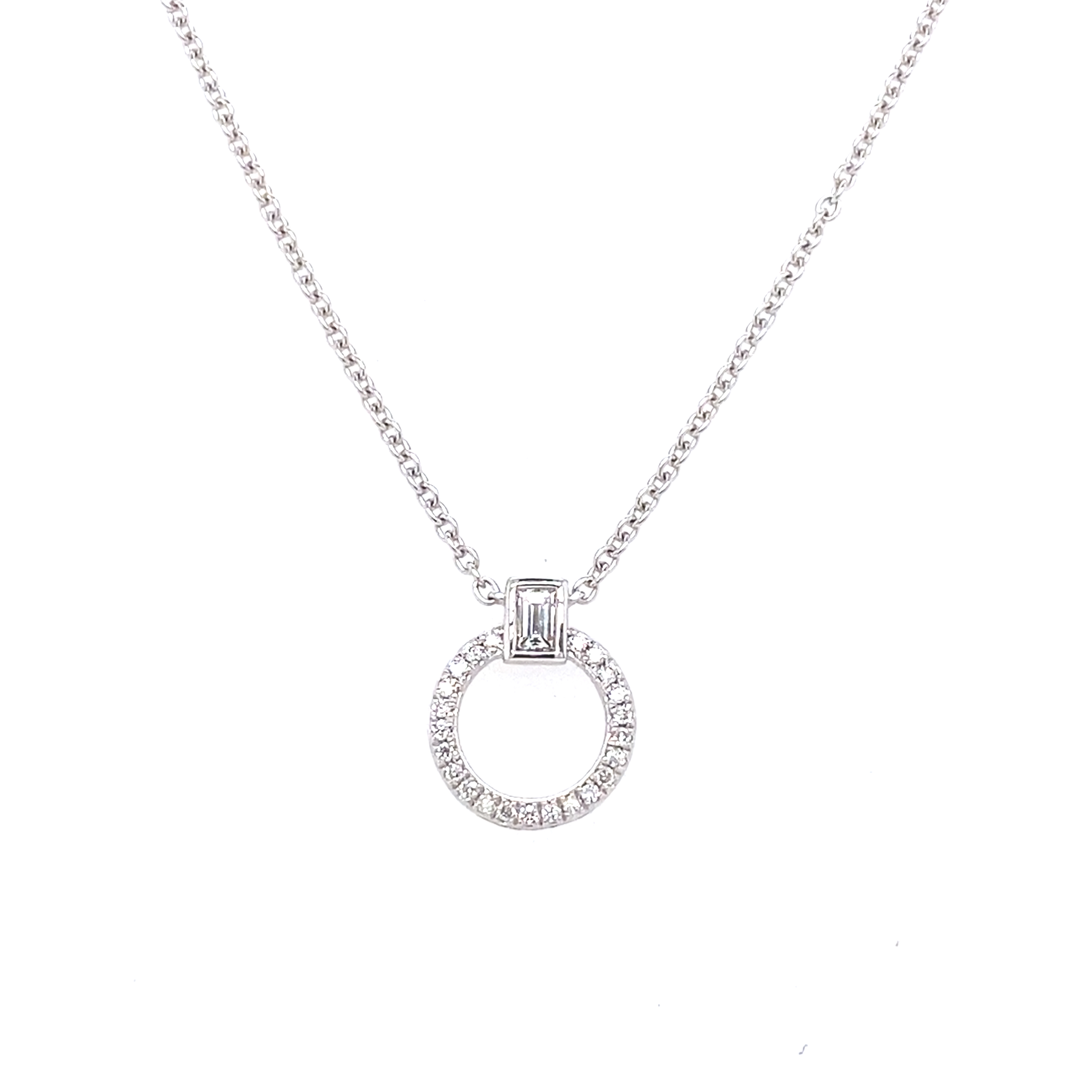 18 Carat White Gold and Diamond Circle Pendant