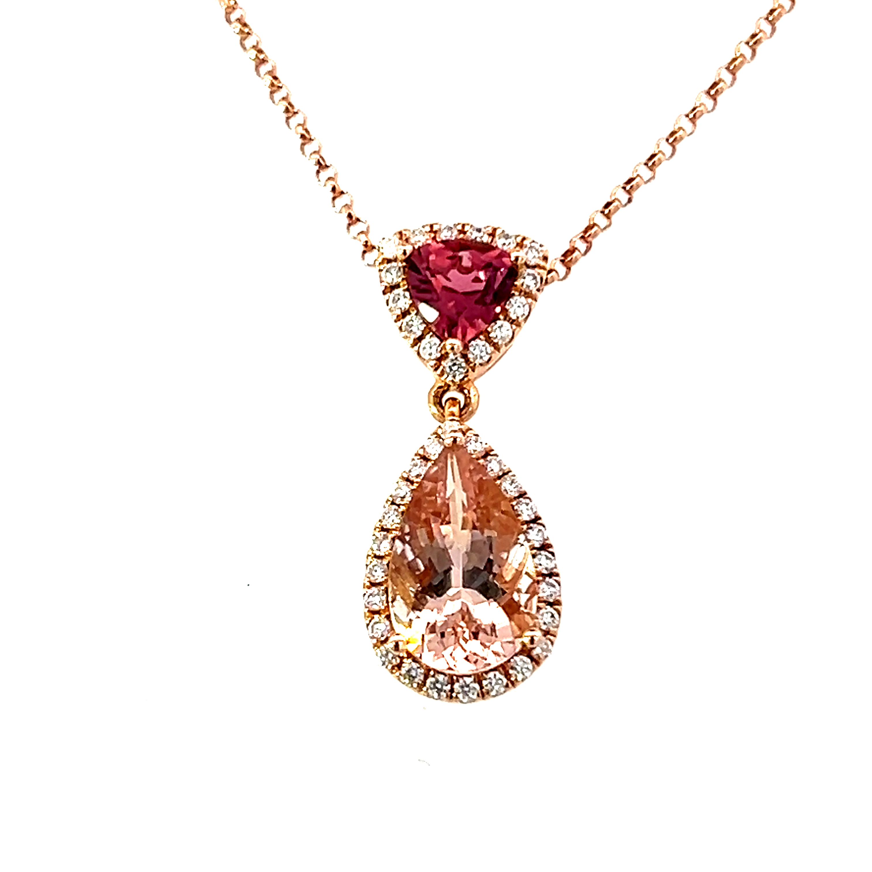 An 18 Carat Rose Gold Morganite, Pink Tourmaline and Diamond Pe