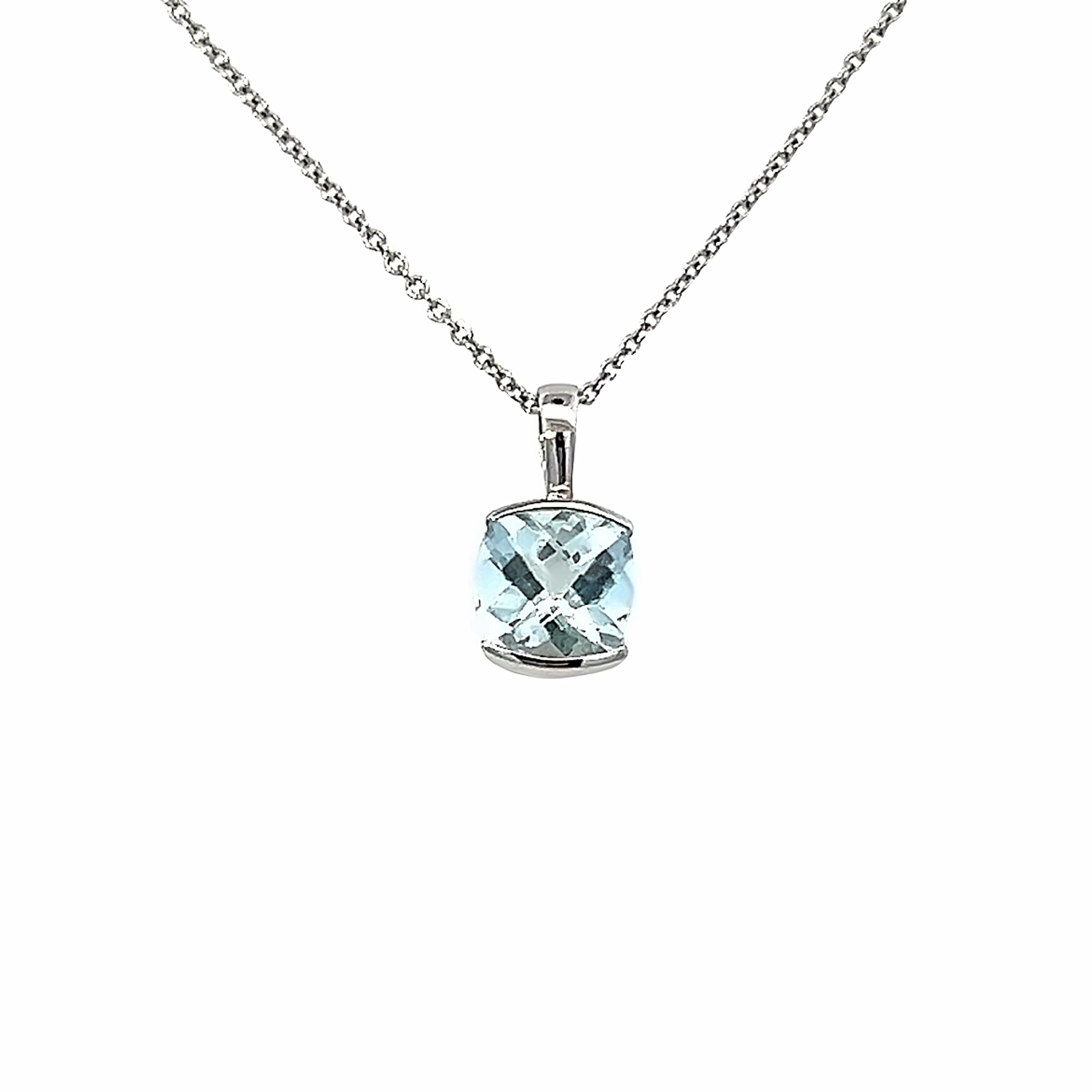 18 Carat White Gold and Aquamarine Pendant