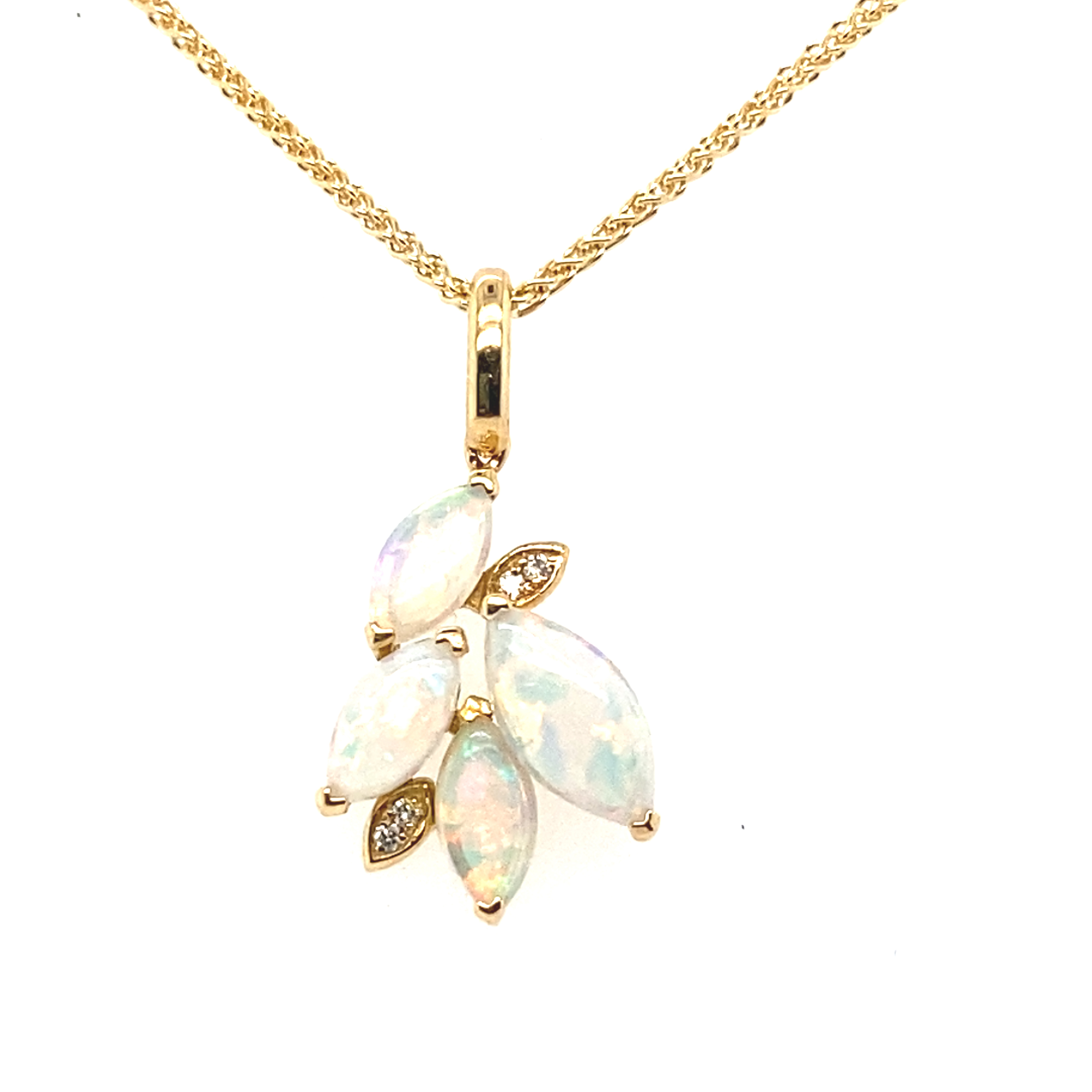 18 Carat Yellow Gold Opal and Diamond Pendant