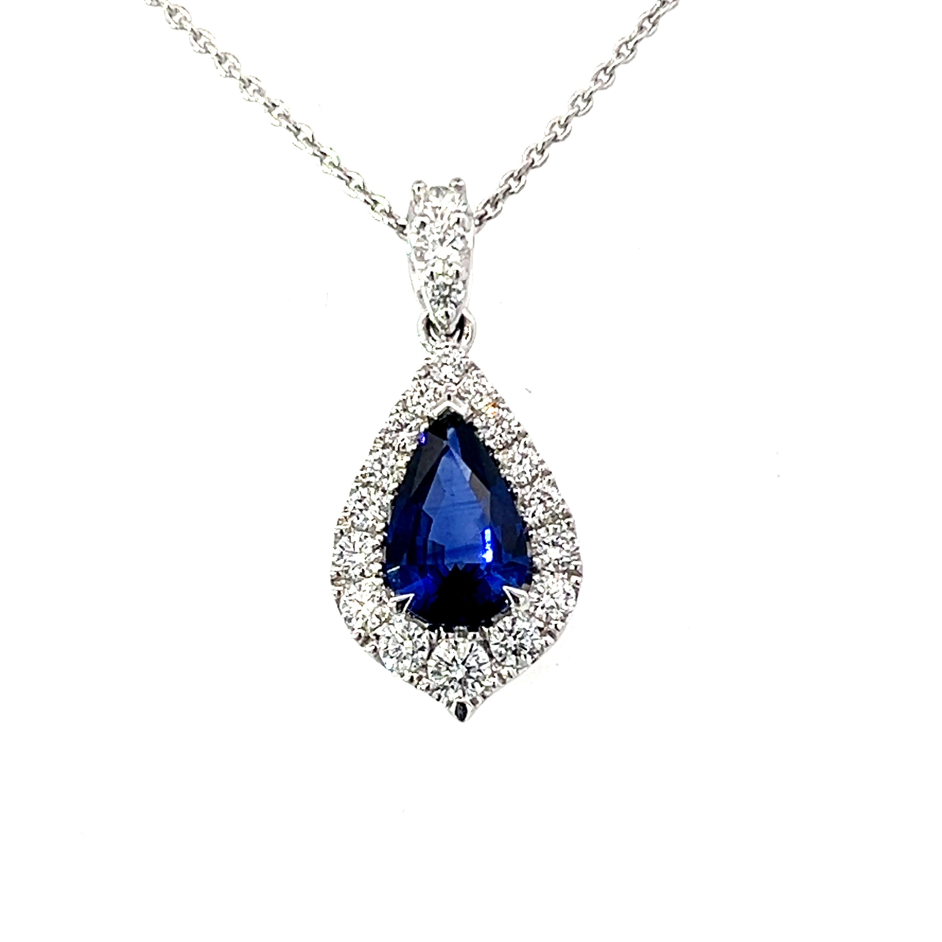 18 Carat White Gold Ceylon Sapphire and Diamond Pendant