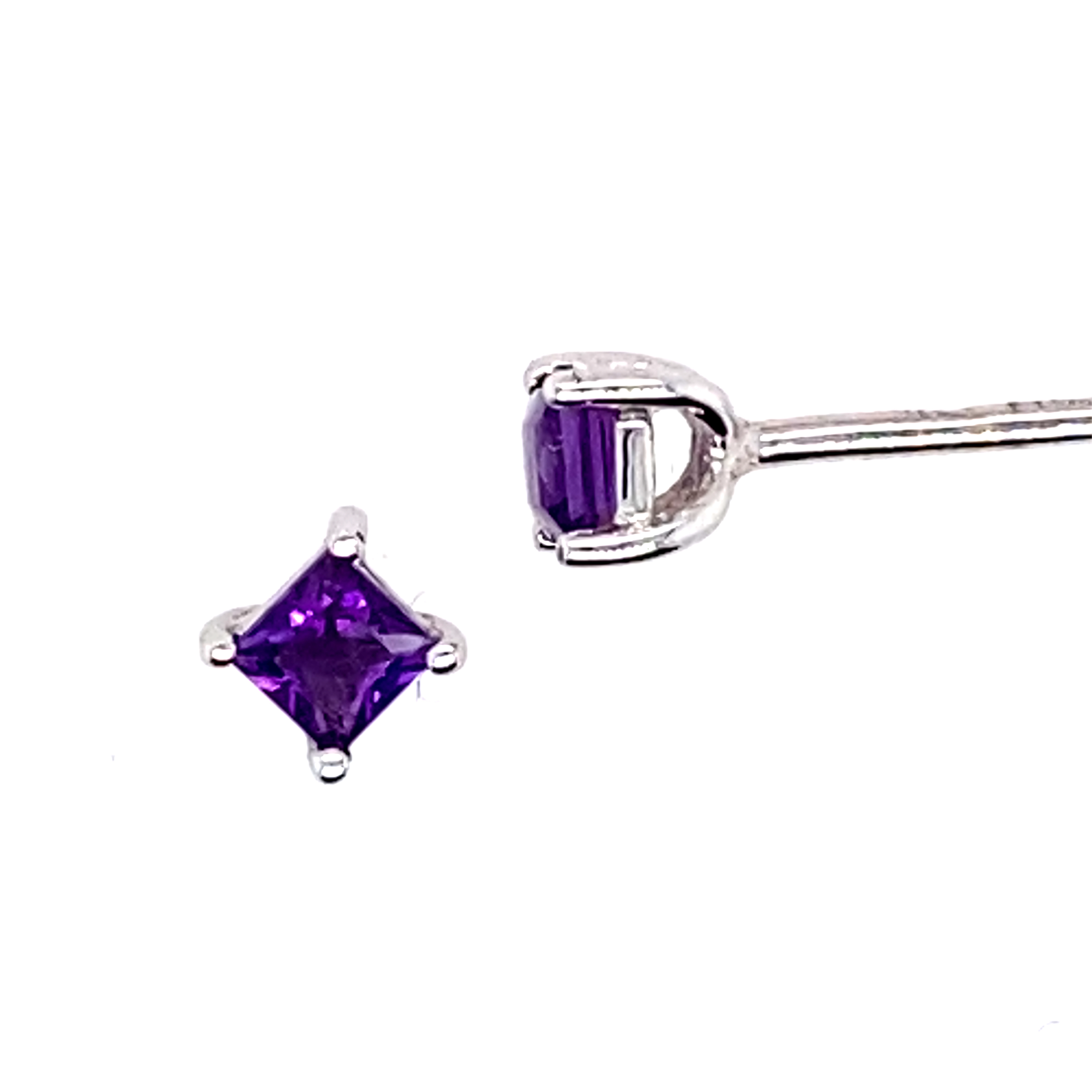 9 Carat White Gold and Amethyst Studs