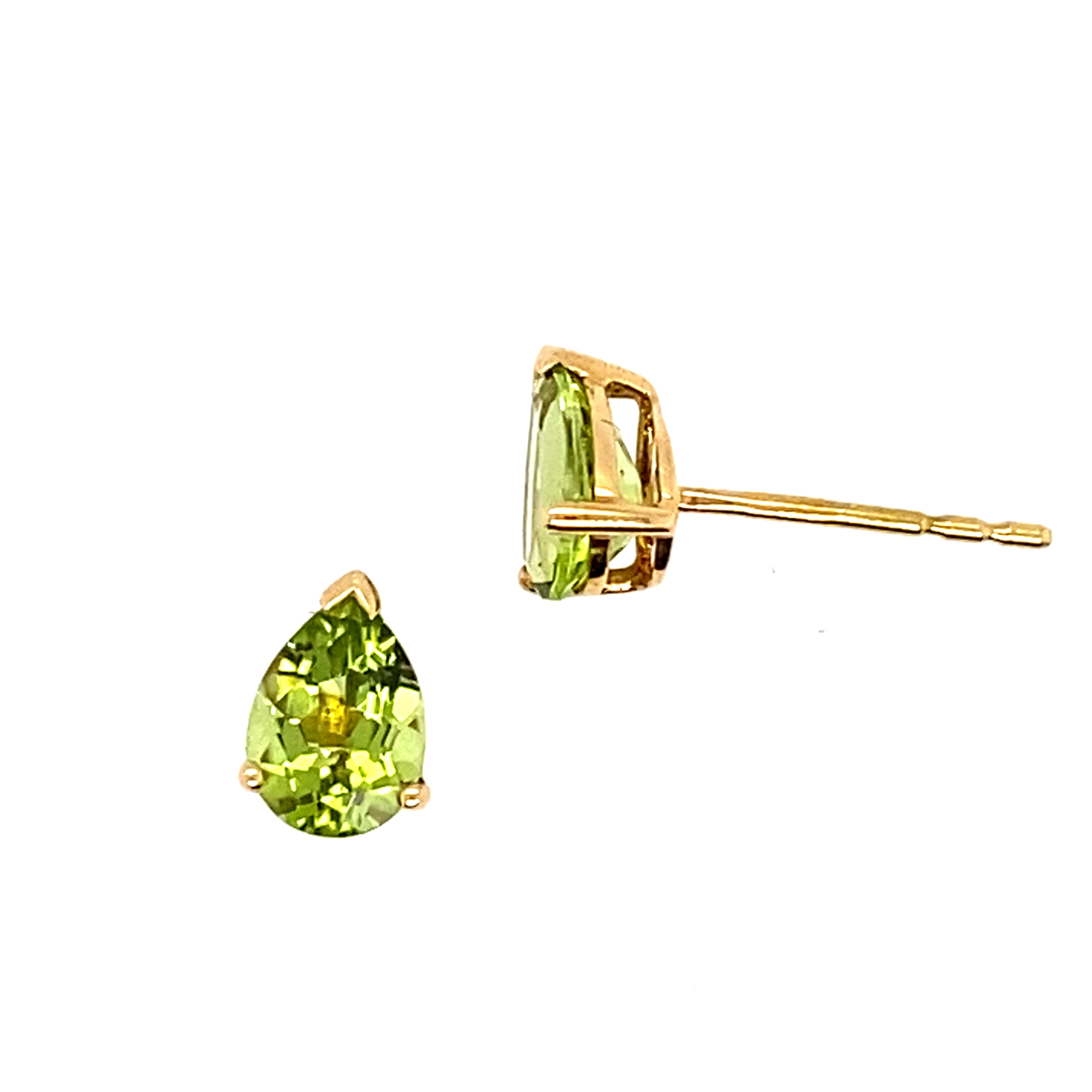 18ct Yellow Gold Pear Shaped Peridot Stud Earrings