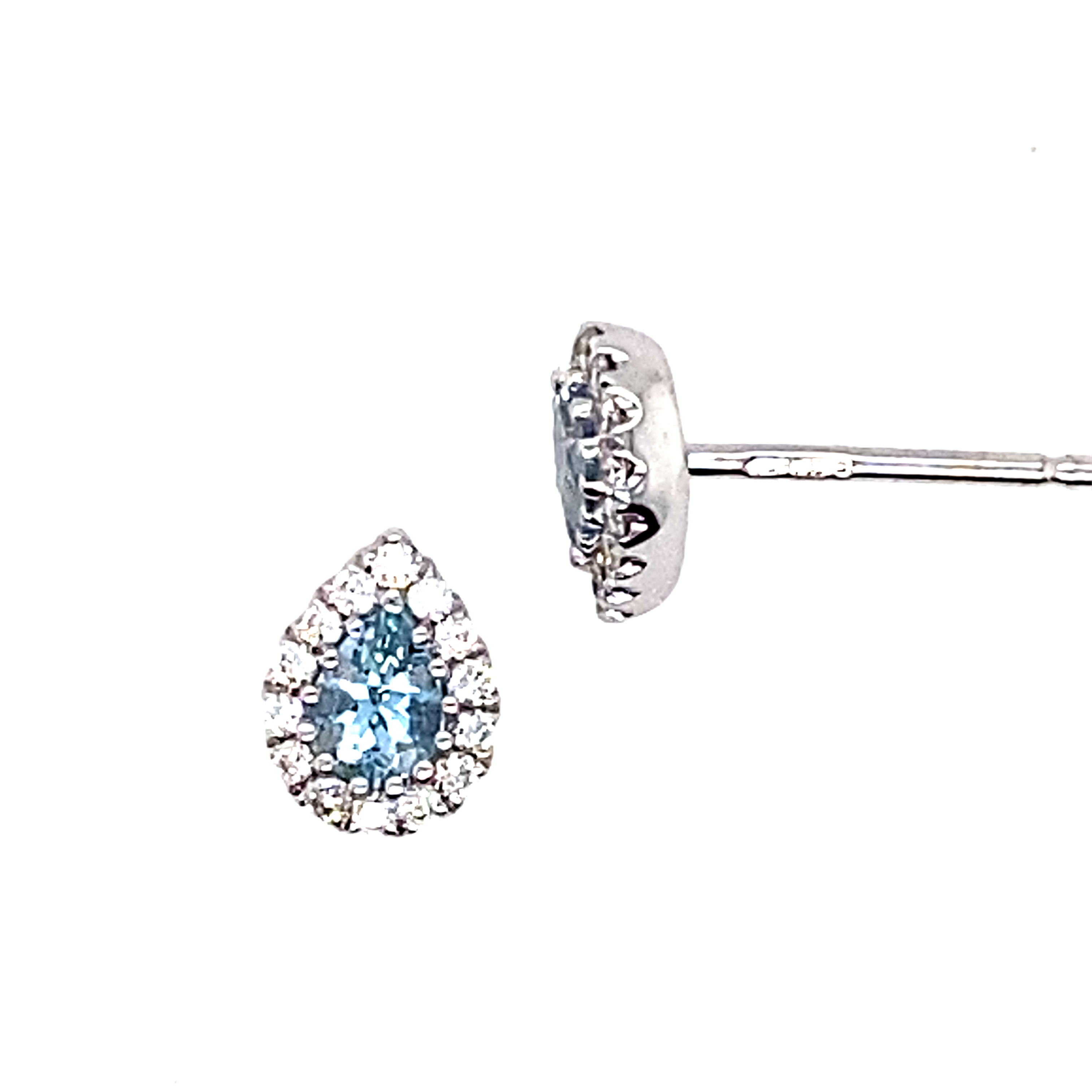 18 Carat Aquamarine and Diamond Pear Shape Studs