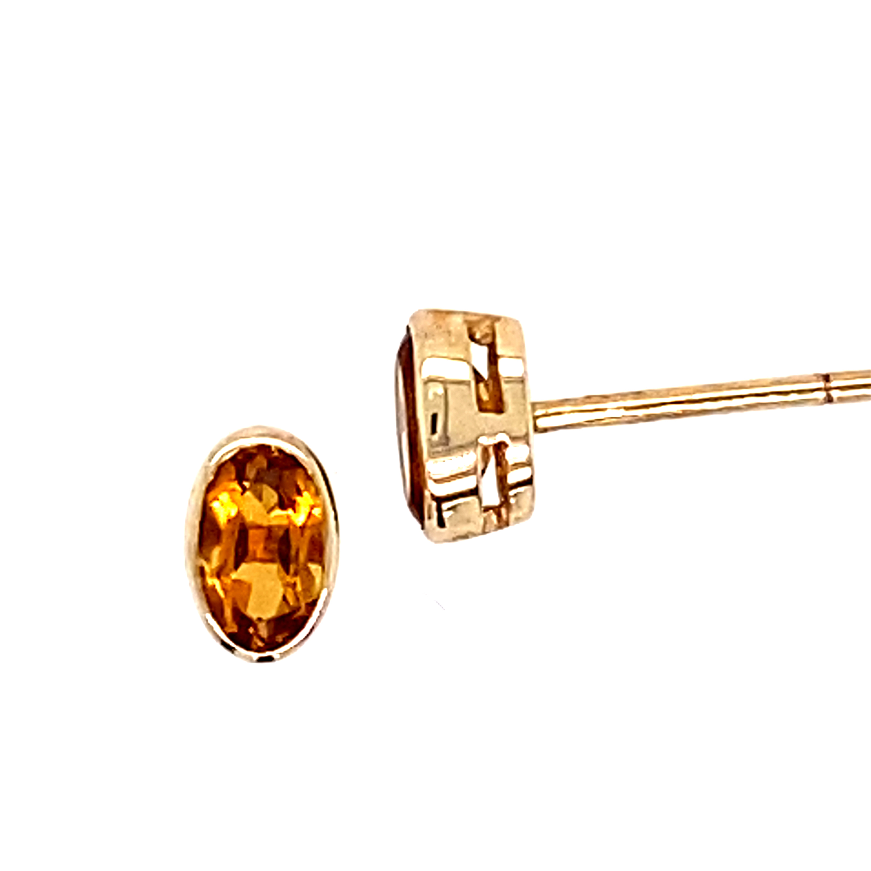 9 Carat Yellow Gold and Oval Citrine Studs