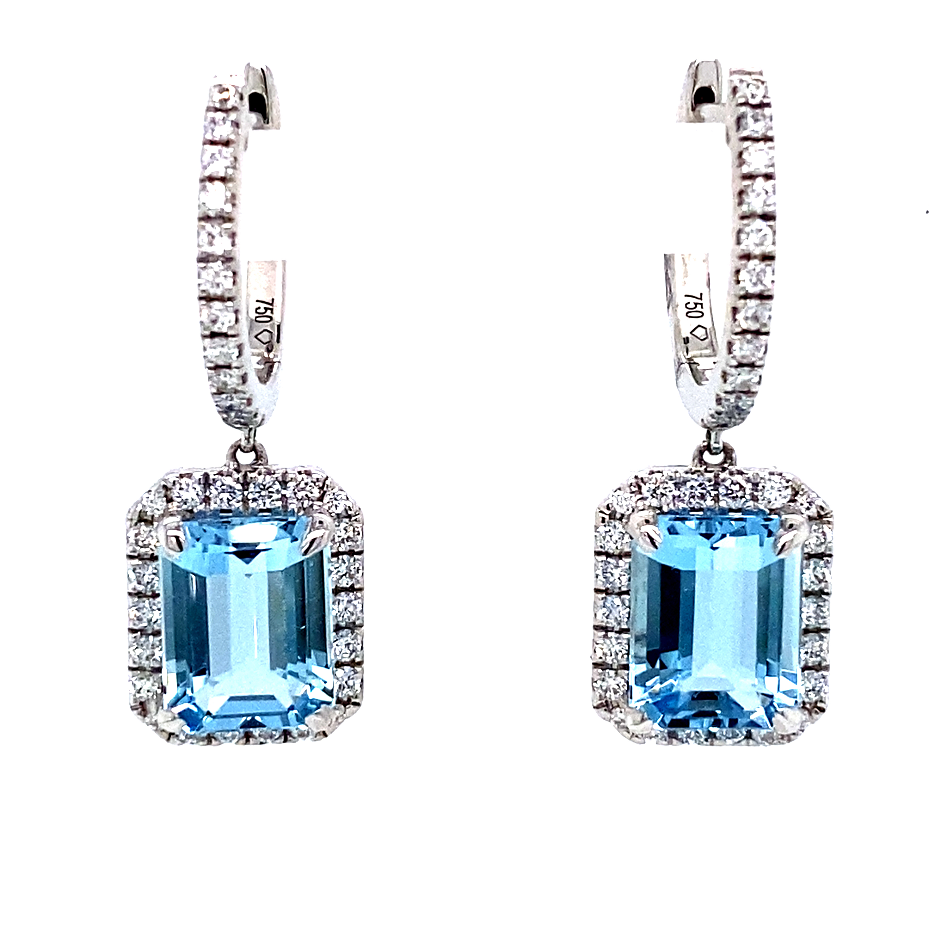 1.44 Carat Aquamarine and Diamond Dangly Drop Earrings