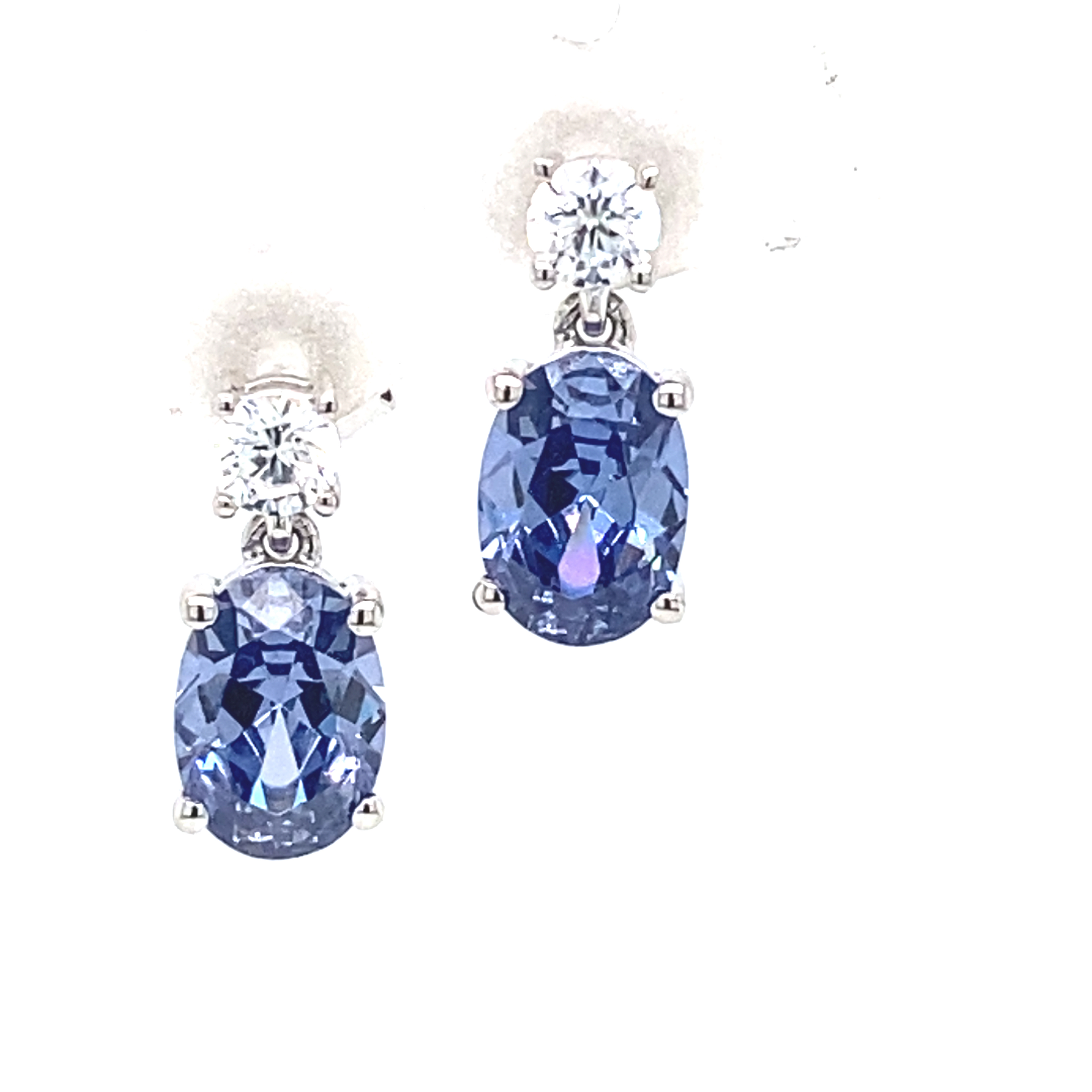 18 Carat White Gold, Tanzanite and Diamond Drop Earrings