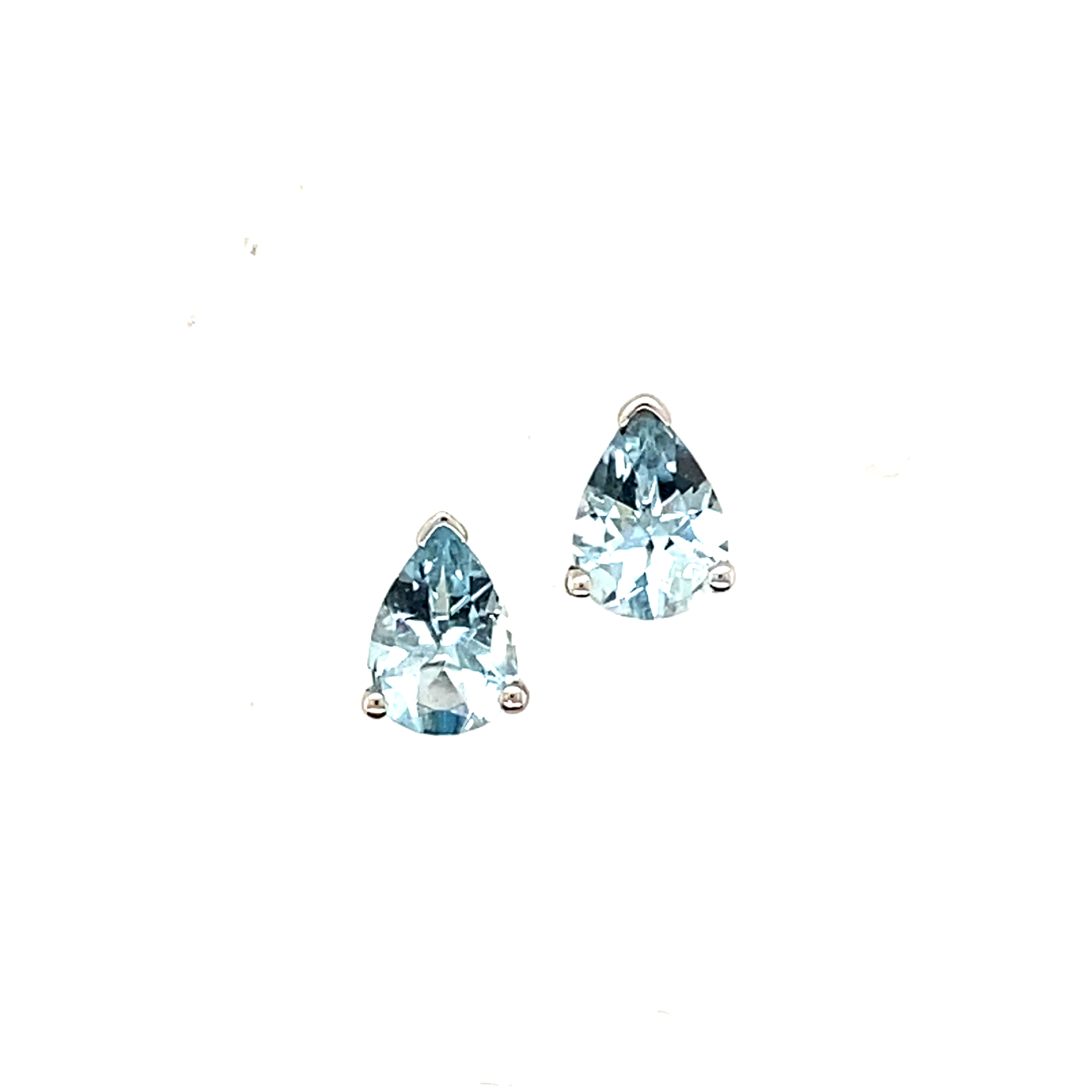 18 Carat White Gold Pear Shape Aquamarine Studs