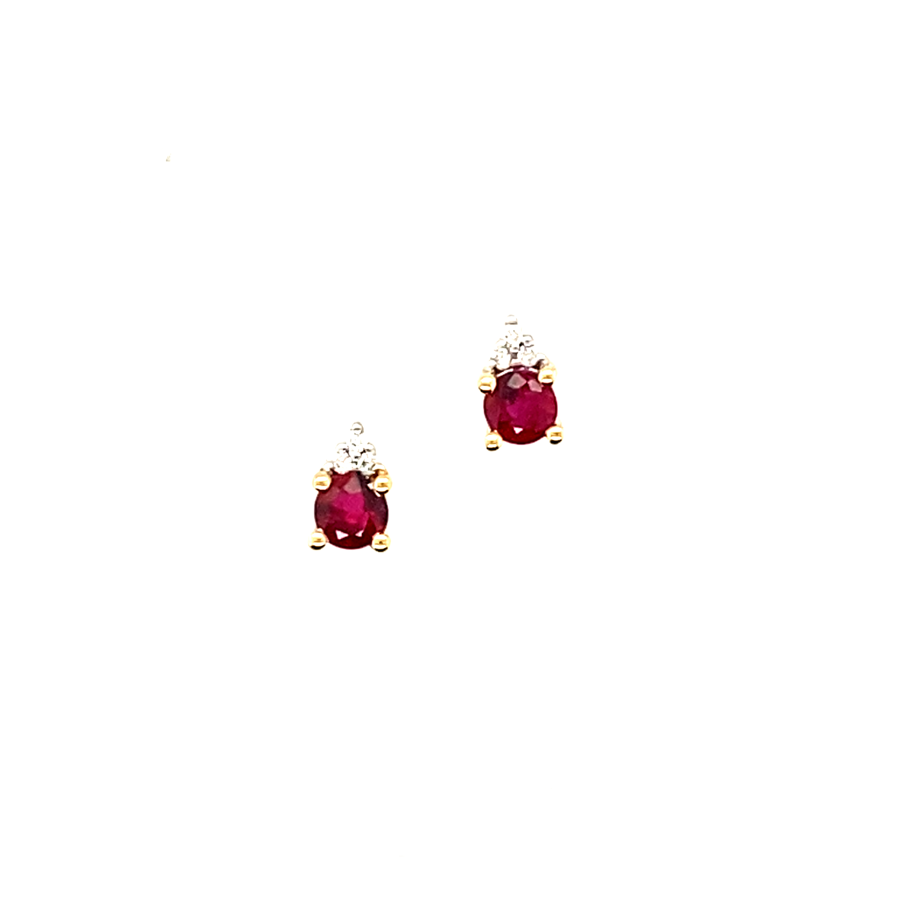 18 Carat Yellow Gold Ruby and diamond studs