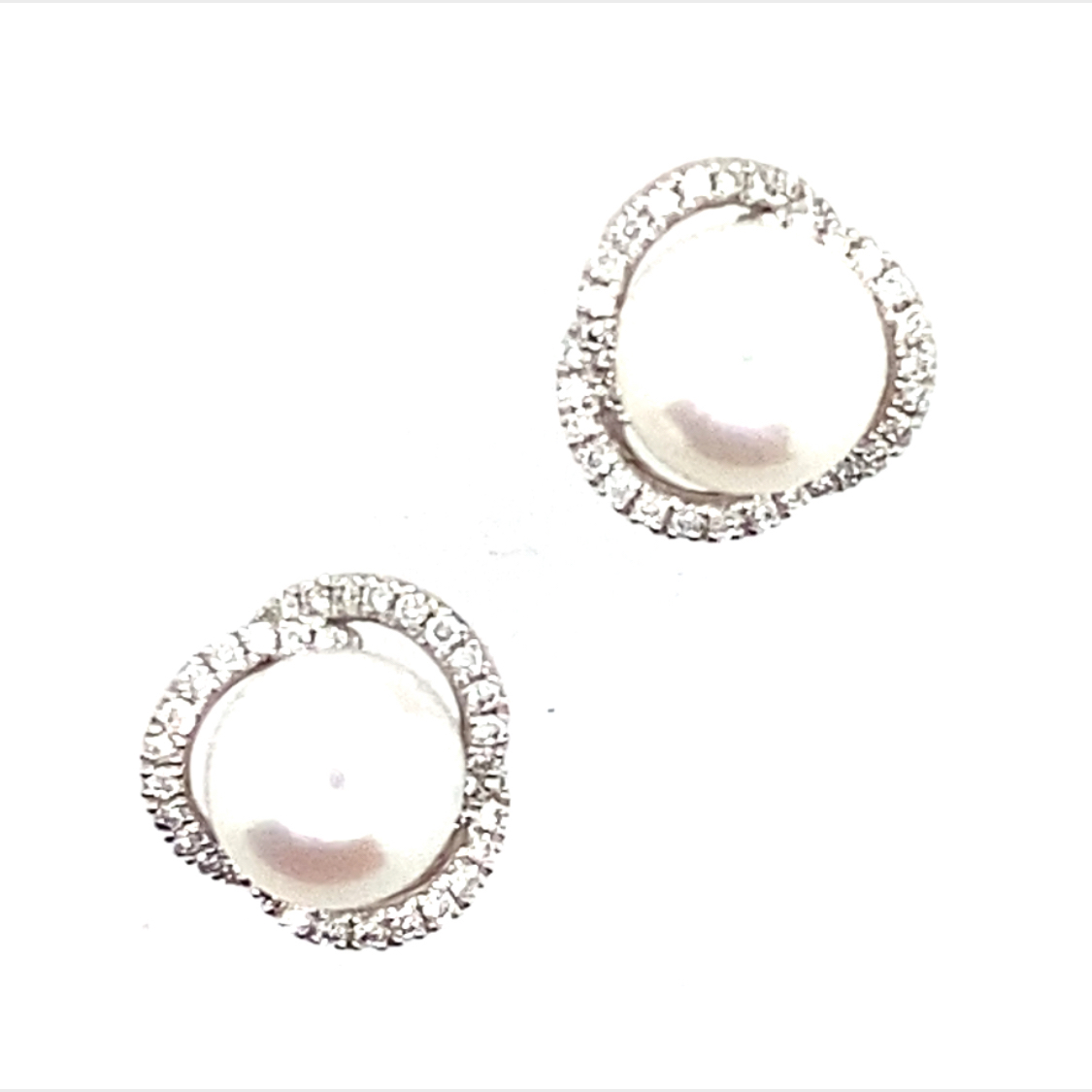 18 Carat White Gold Pearl and Diamond Studs