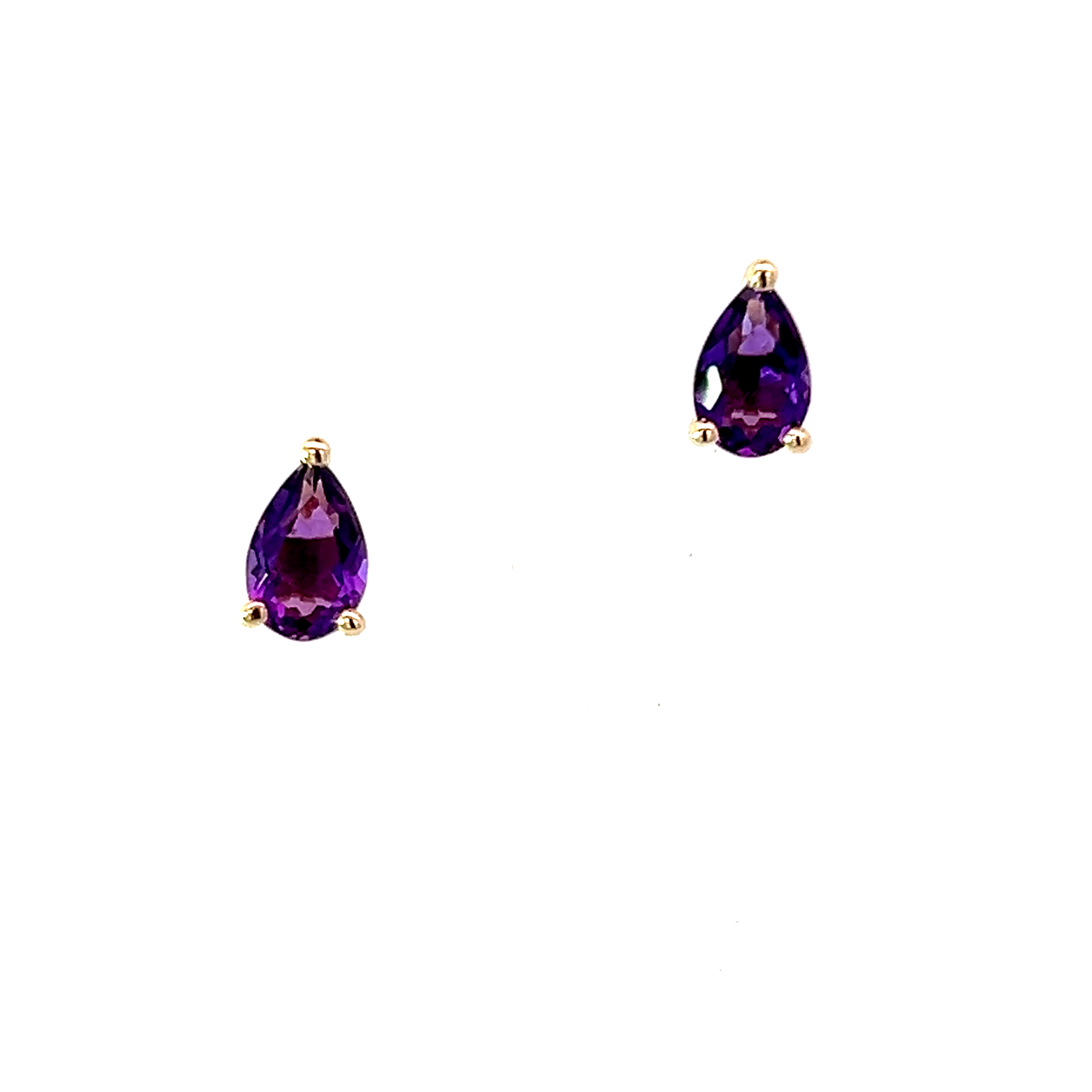 9 Carat Yellow Gold Amethyst Pear Shape Studs