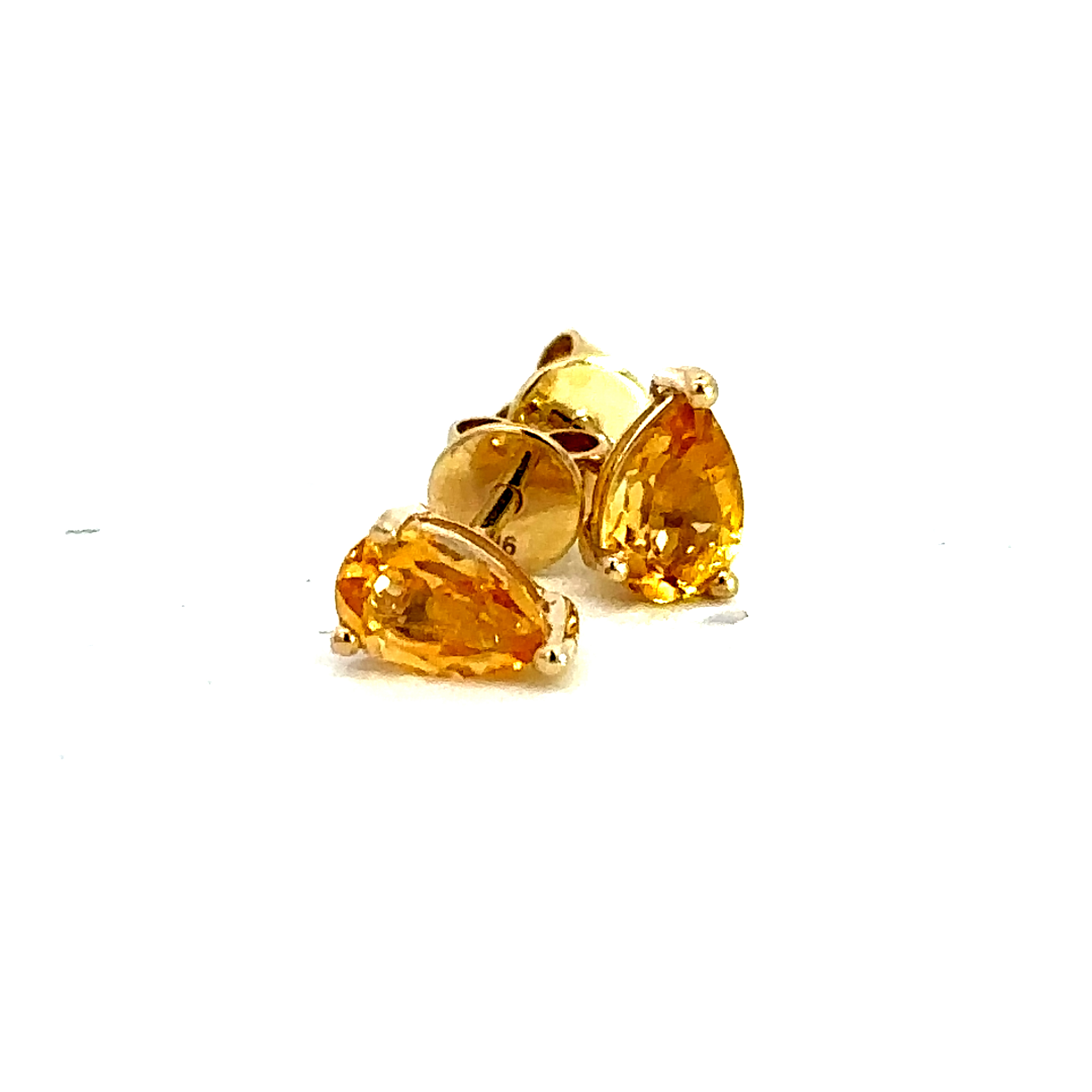 9 Carat Yellow Gold, Citrine Pear Shape Studs