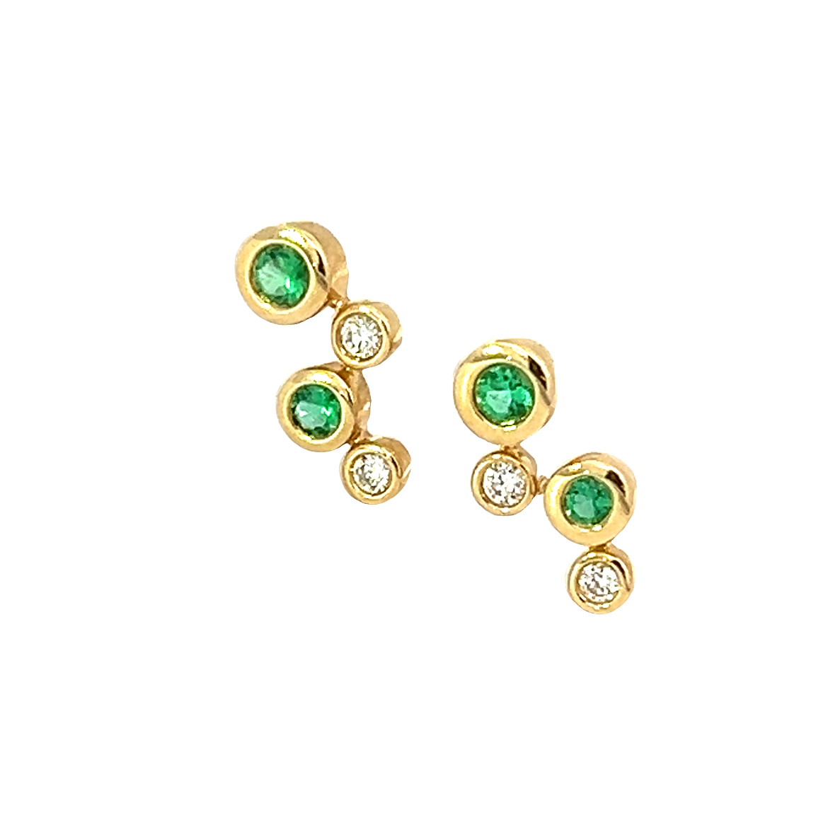 18 Carat Yellow Gold and Diamond Bubble Studs