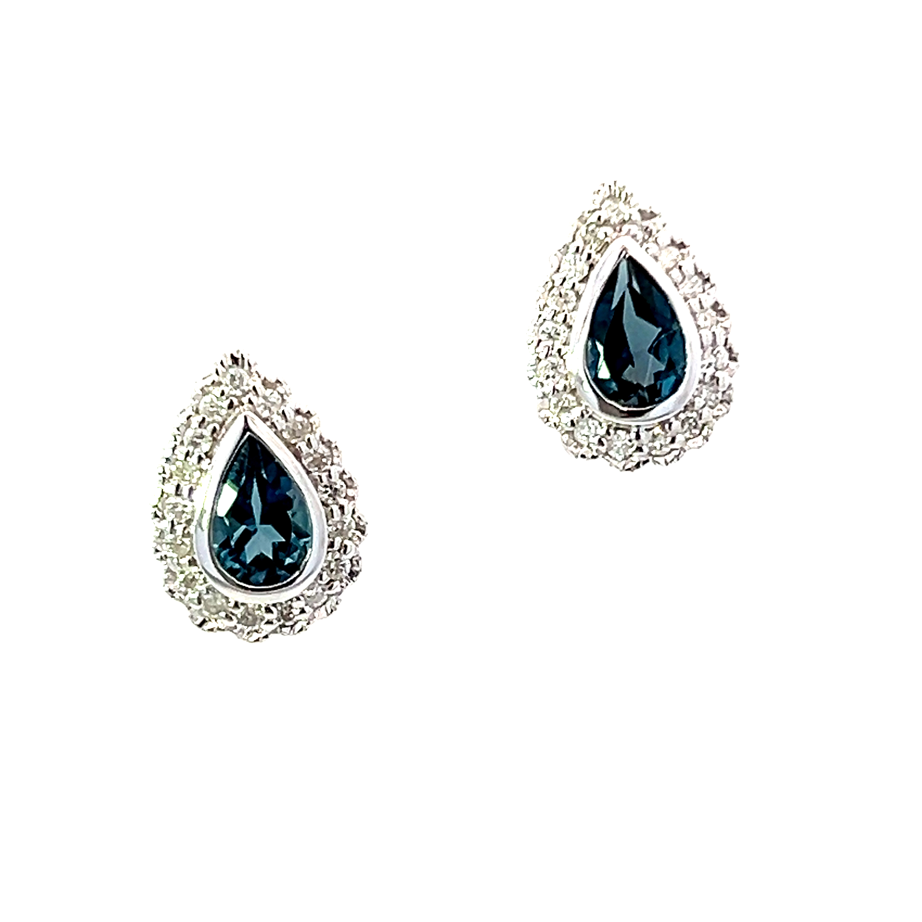 9 Carat White Gold Diamond and Topaz Studs