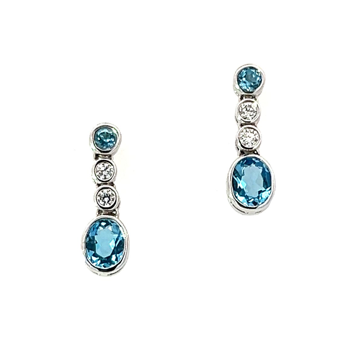 18 Carat White Gold Diamond and Blue Topaz Drops