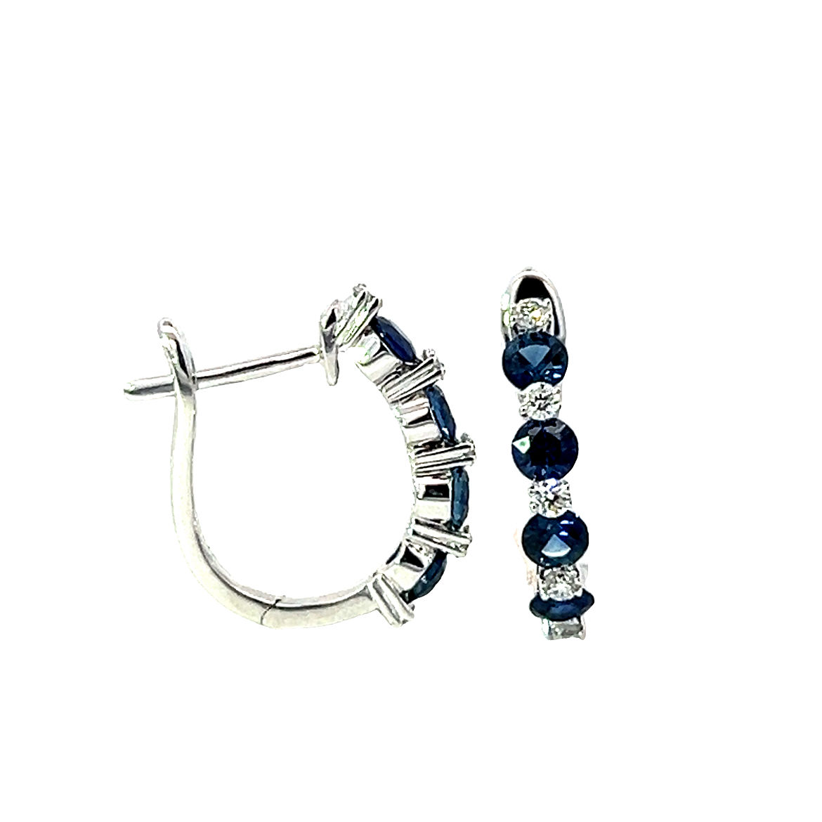 18 Carat White Gold Sapphire and Diamond Hoops
