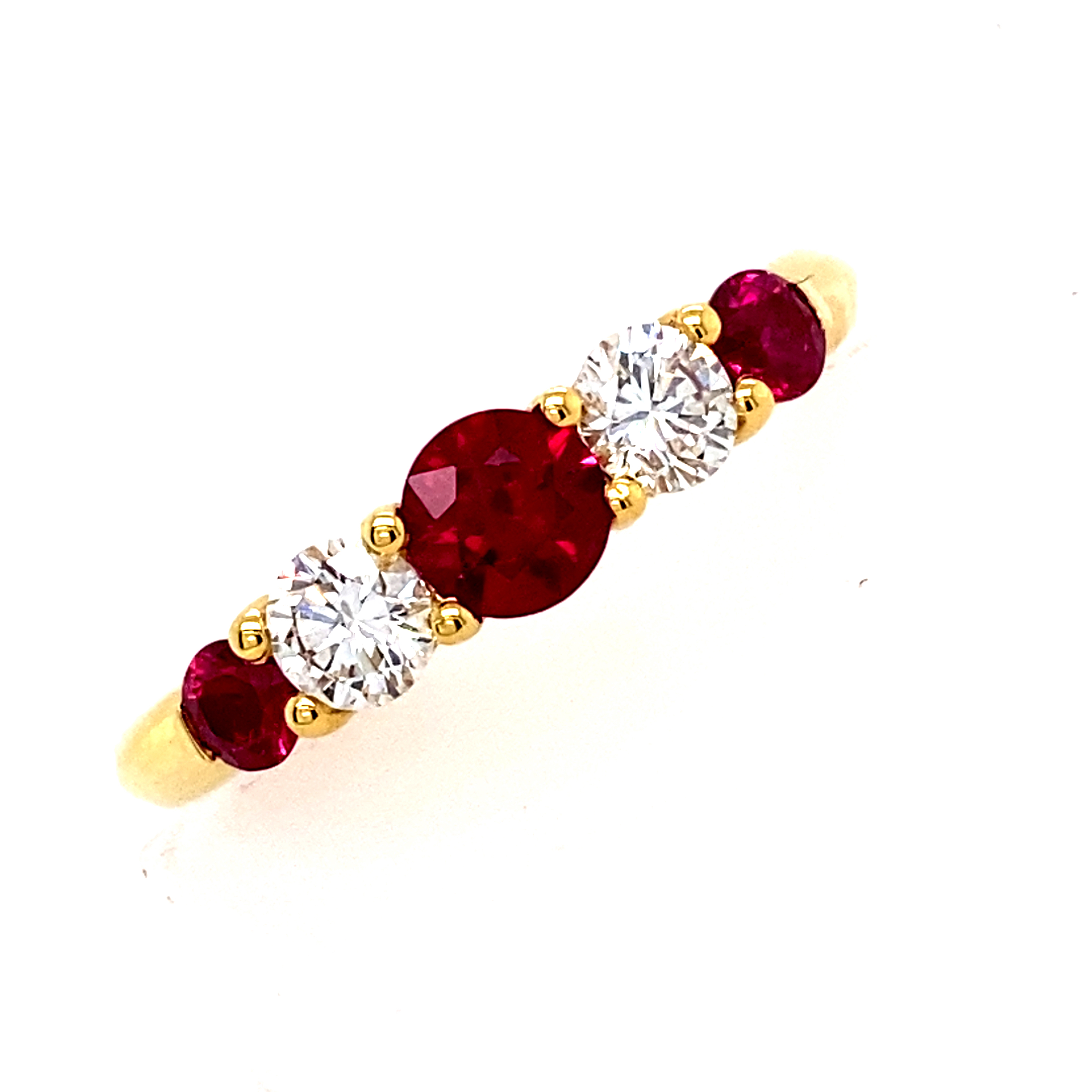 5 Stone Ruby and Diamond Ring