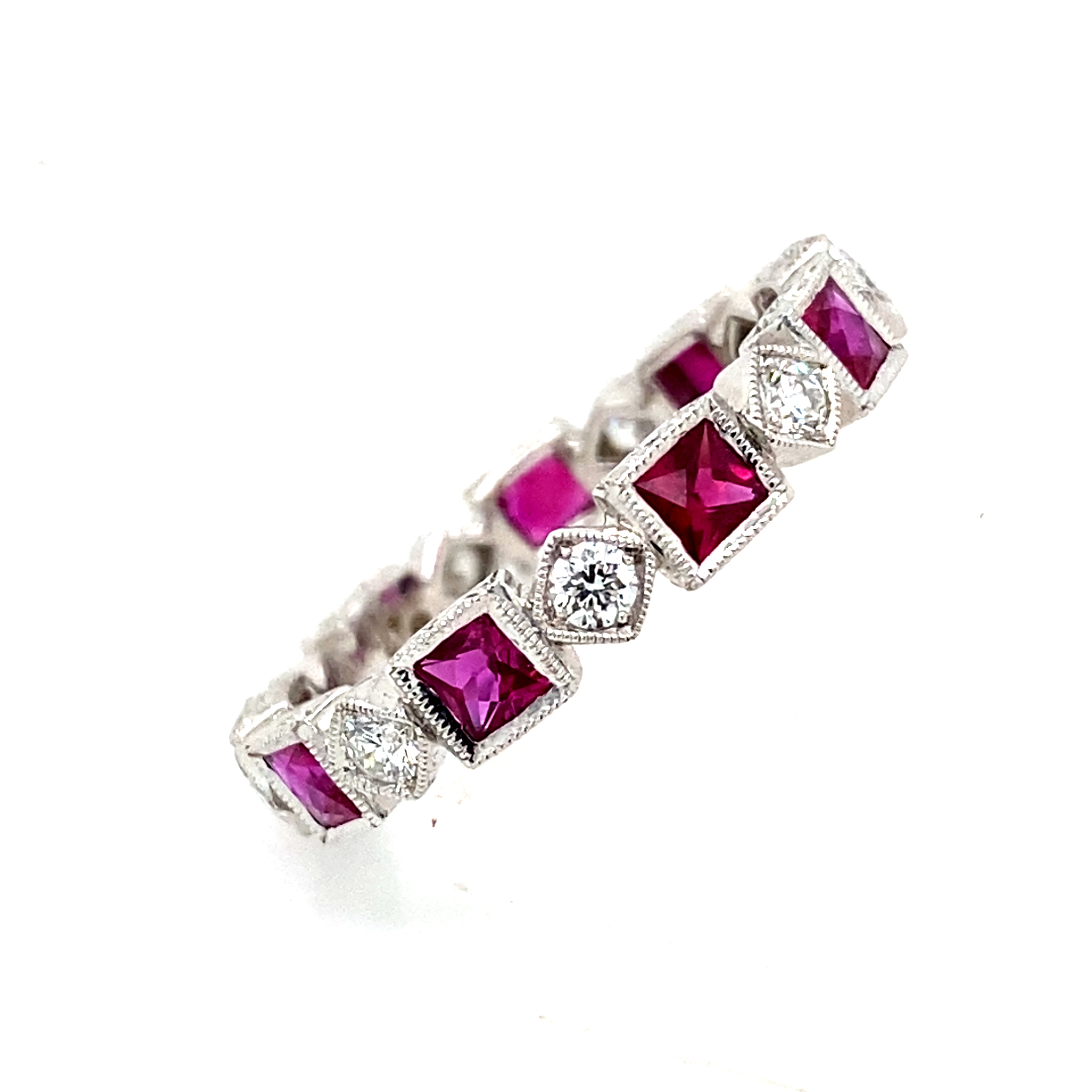 18 Carat White Gold, Ruby and Diamond Eternity Ring.