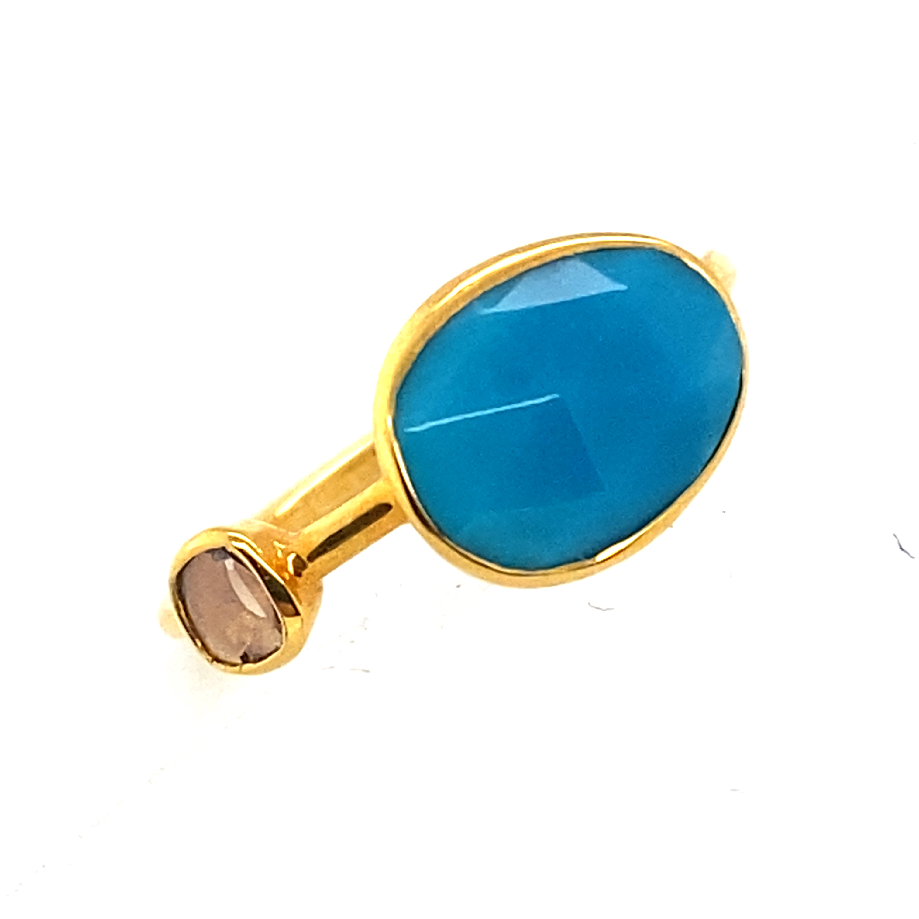 18ct yellow gold Turquoise and Diamond slice ring