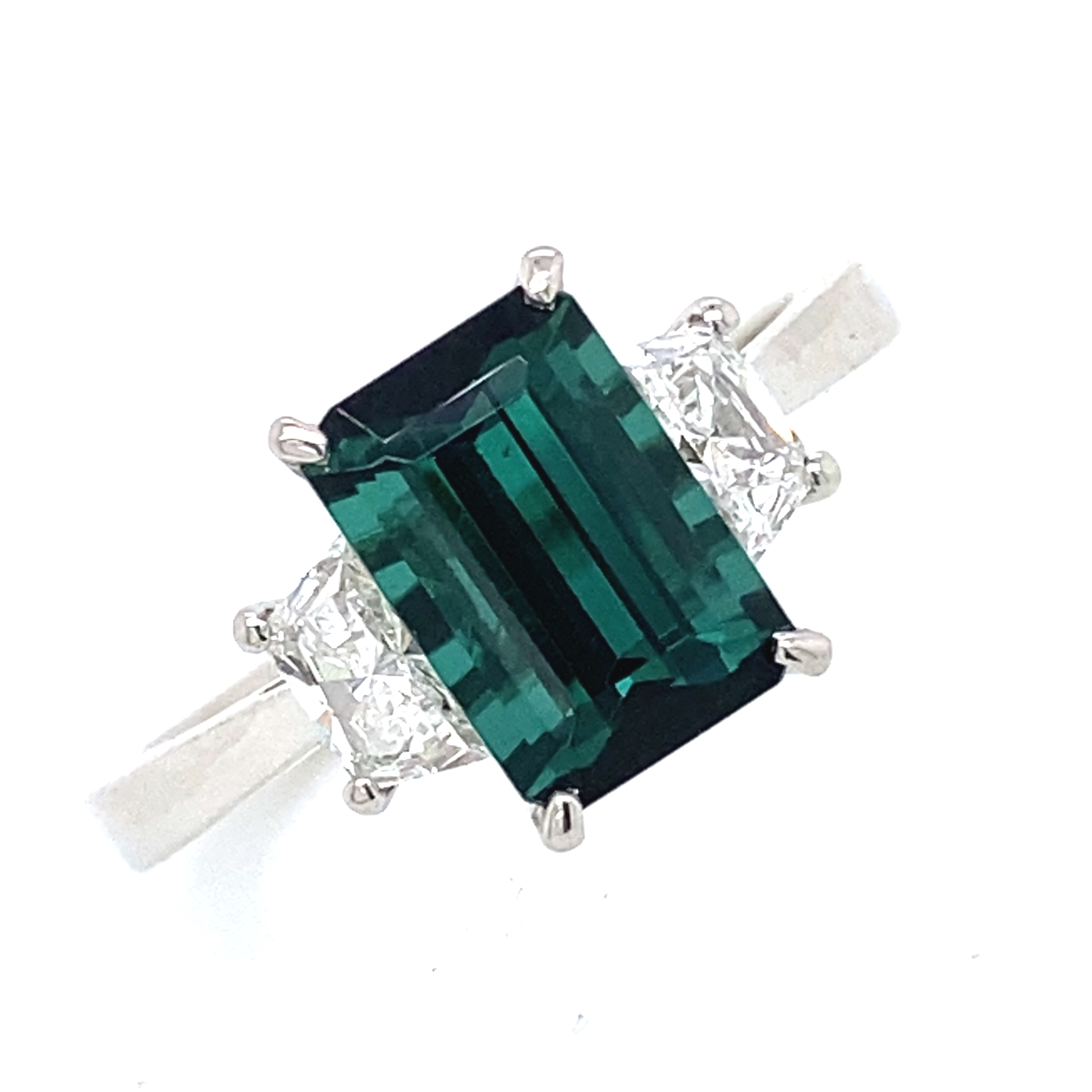 Tourmaline and Diamond ring in Platinum