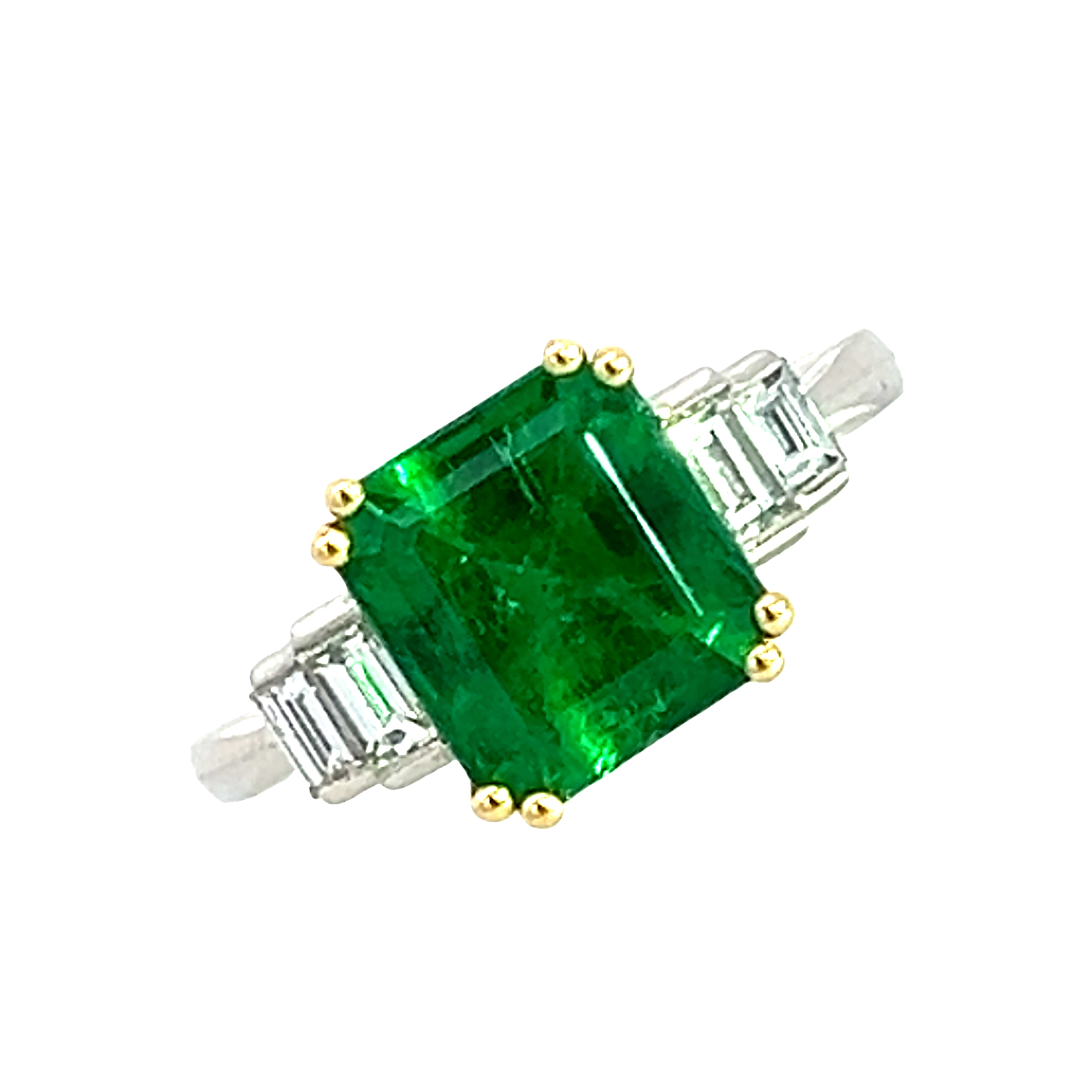 Art Deco Style 2.80ct Emerald and Diamond Ring