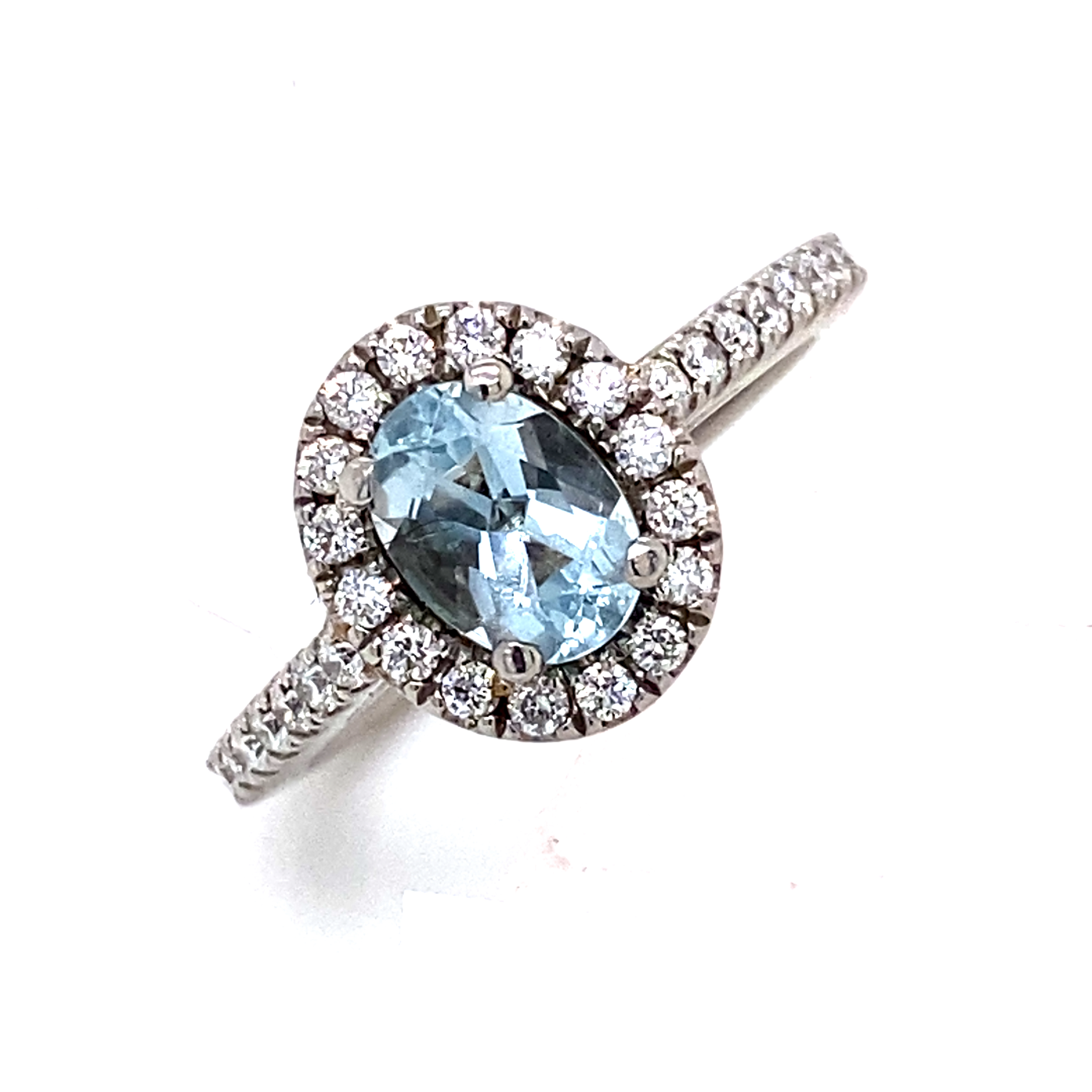 A Platinum Aquamarine and Diamond Ring