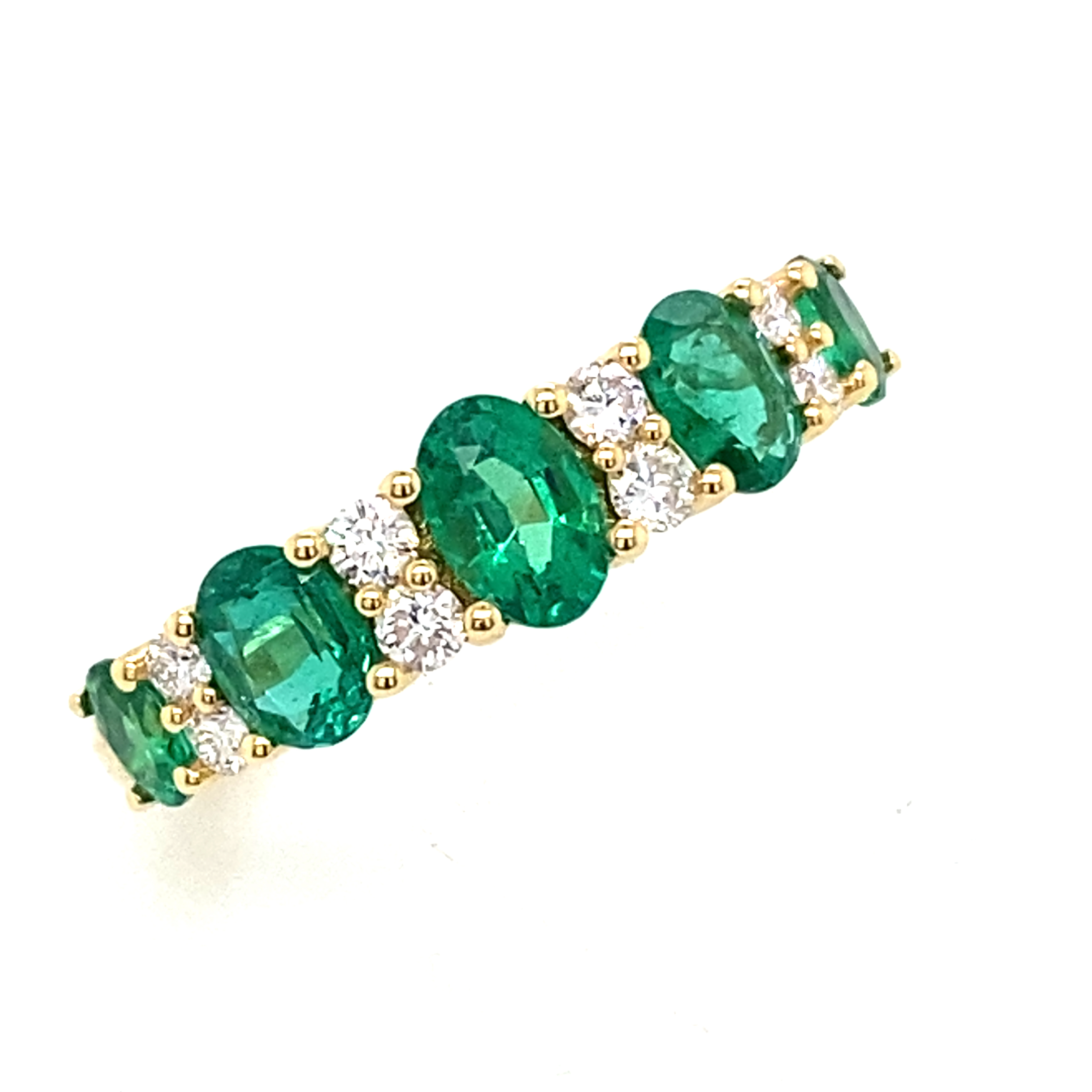 18 Carat Yellow Gold Emerald and Diamond Ring