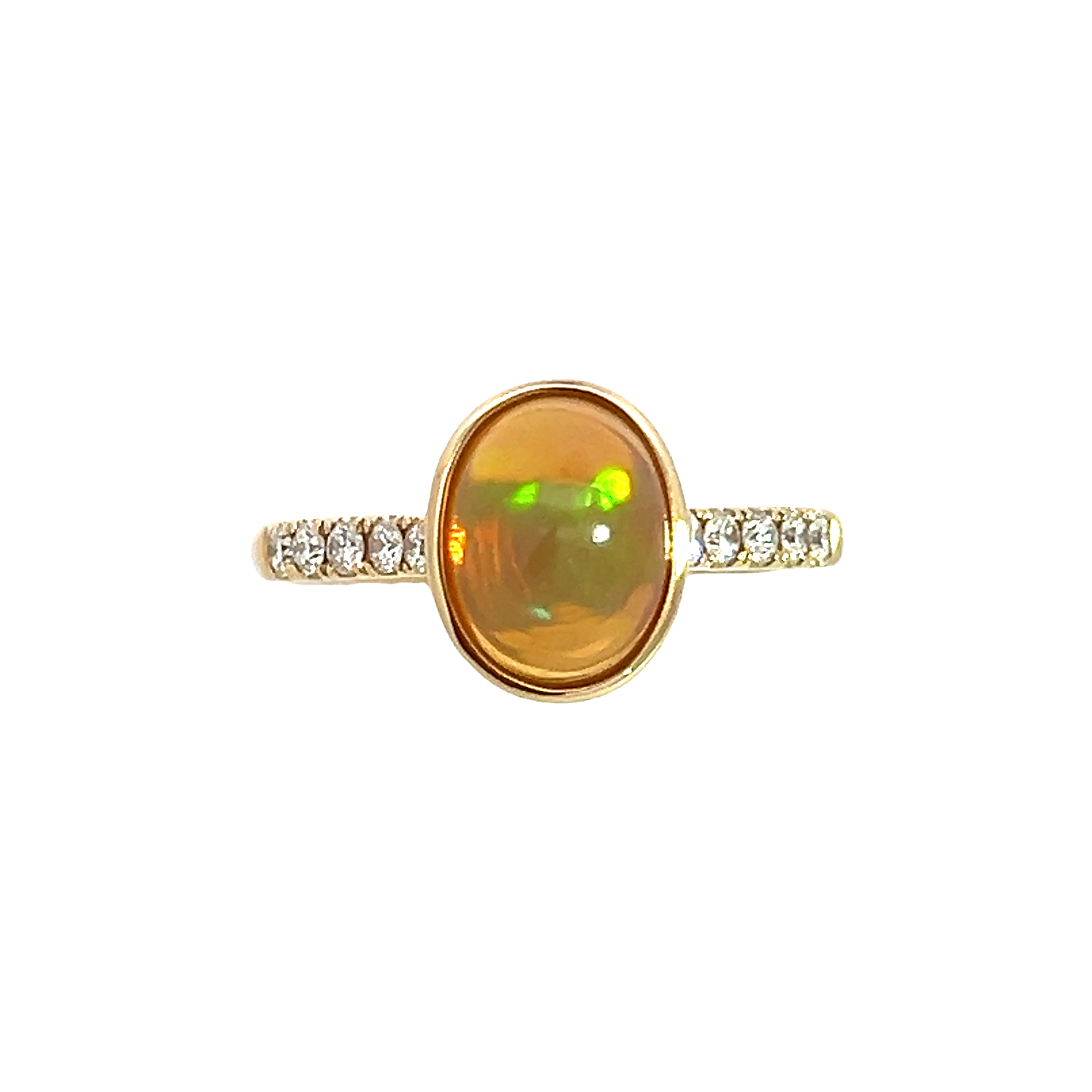 18 Carat Yellow Gold Opal and Diamond Ring