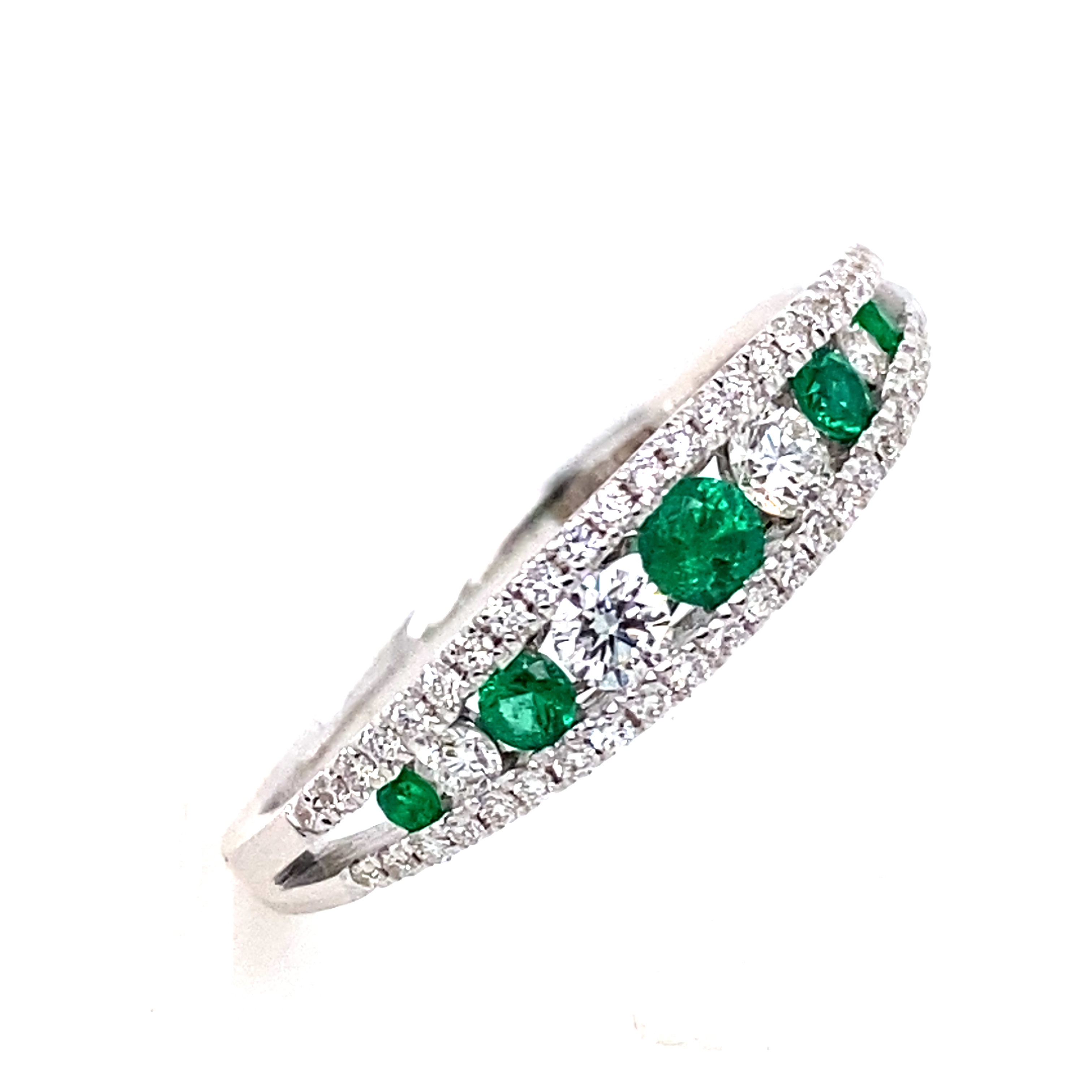 18 Carat White Gold, Emerald and Diamond Ring