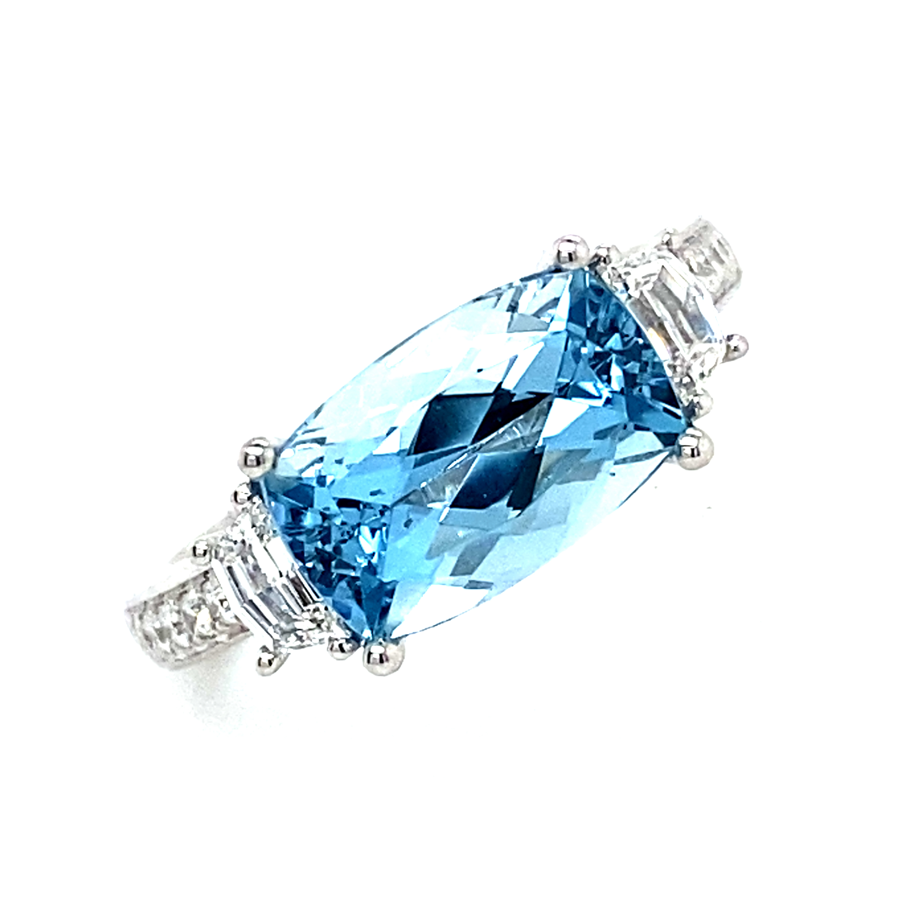 Aquamarine and Diamond Ring In Platinum