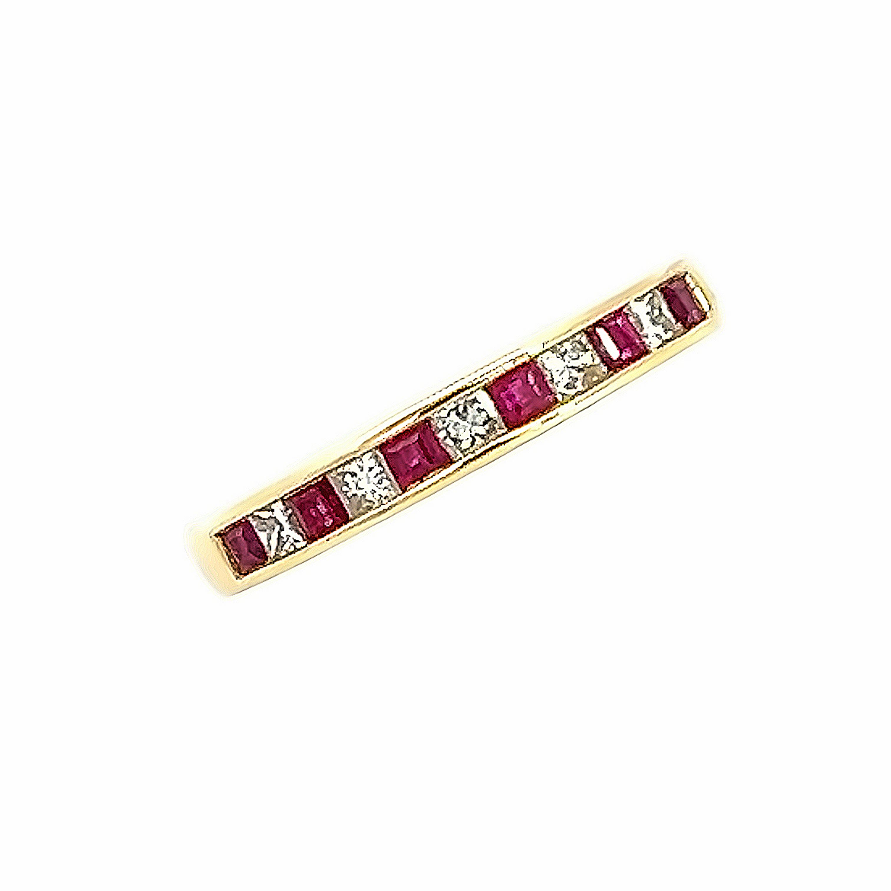 An 18 Carat Yellow Gold Ruby and Diamond 1/2 Eternity Style