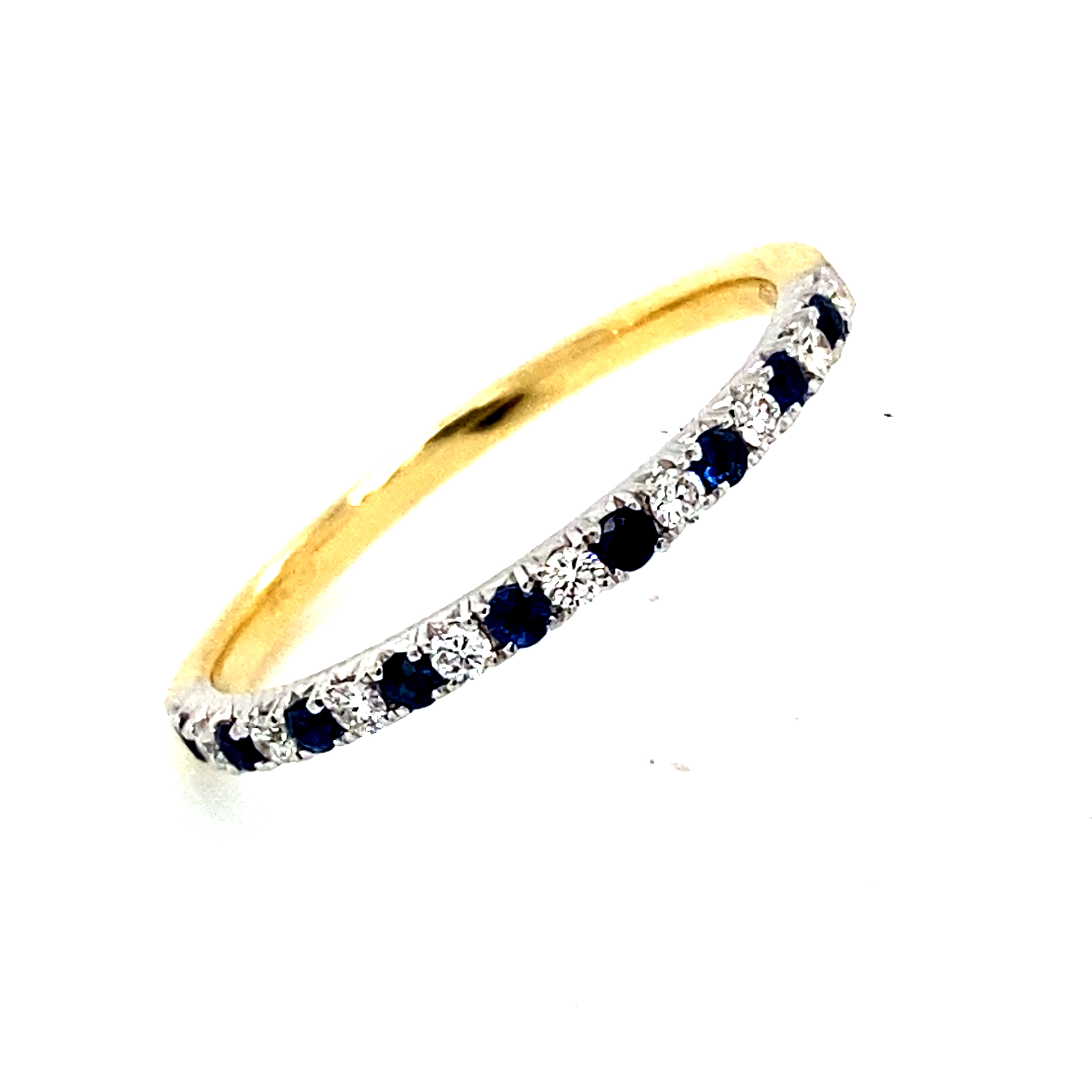 Ultra Fine Modern Sapphire and Diamond Half Eternity Ring