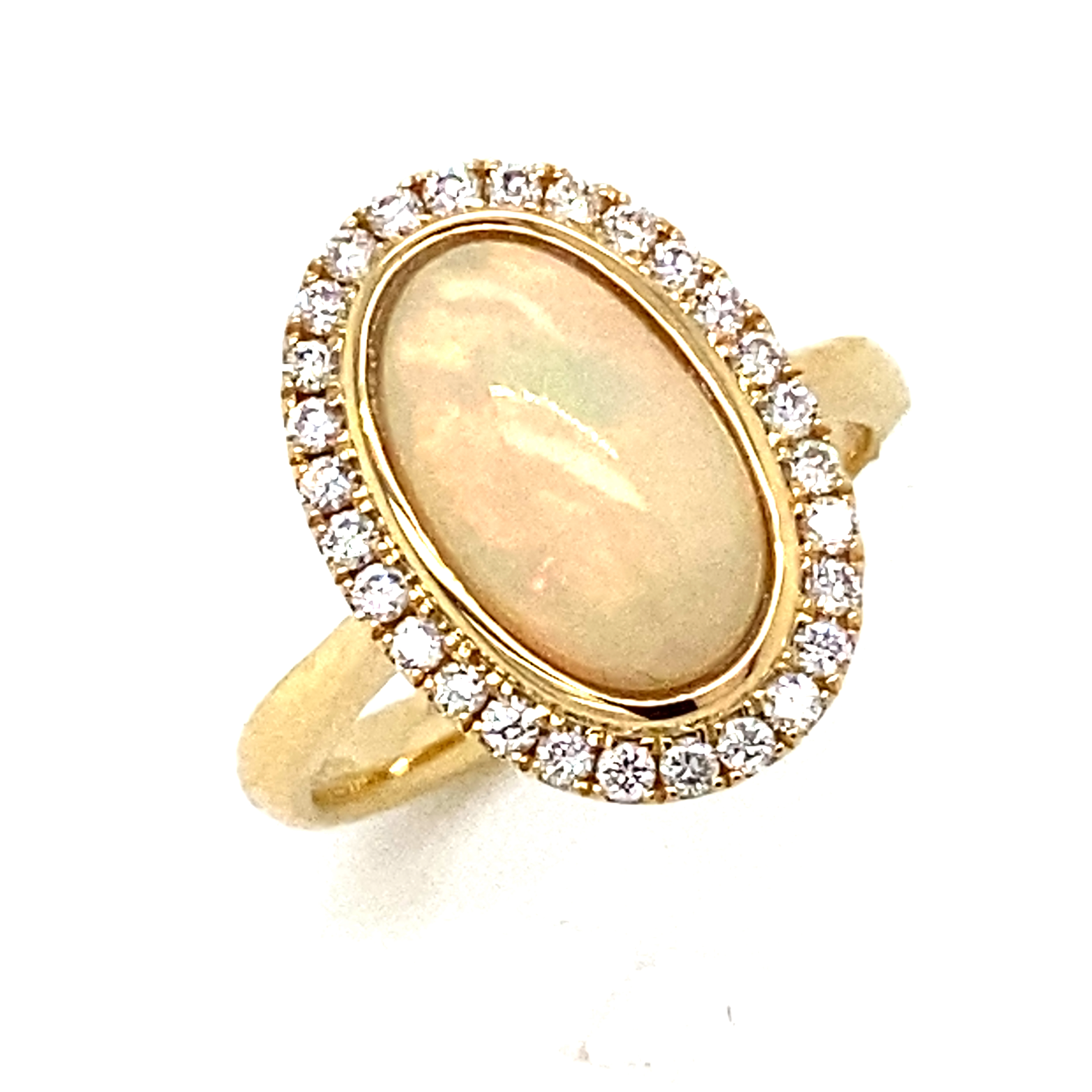 An 18 Carat Yellow Gold Opal and Diamond Dress Ring