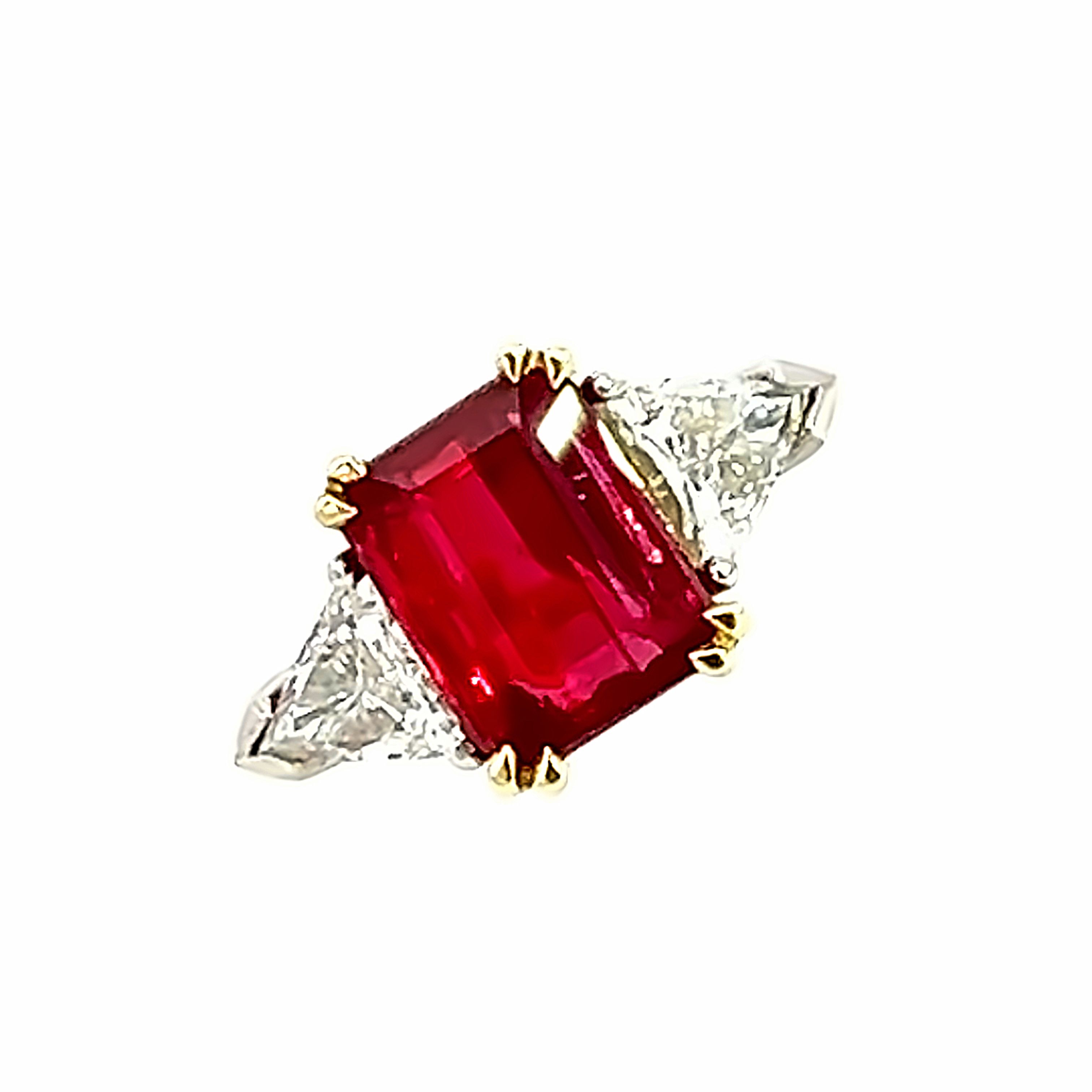 18 Carat Yellow and White Gold Ruby and Diamond Ring