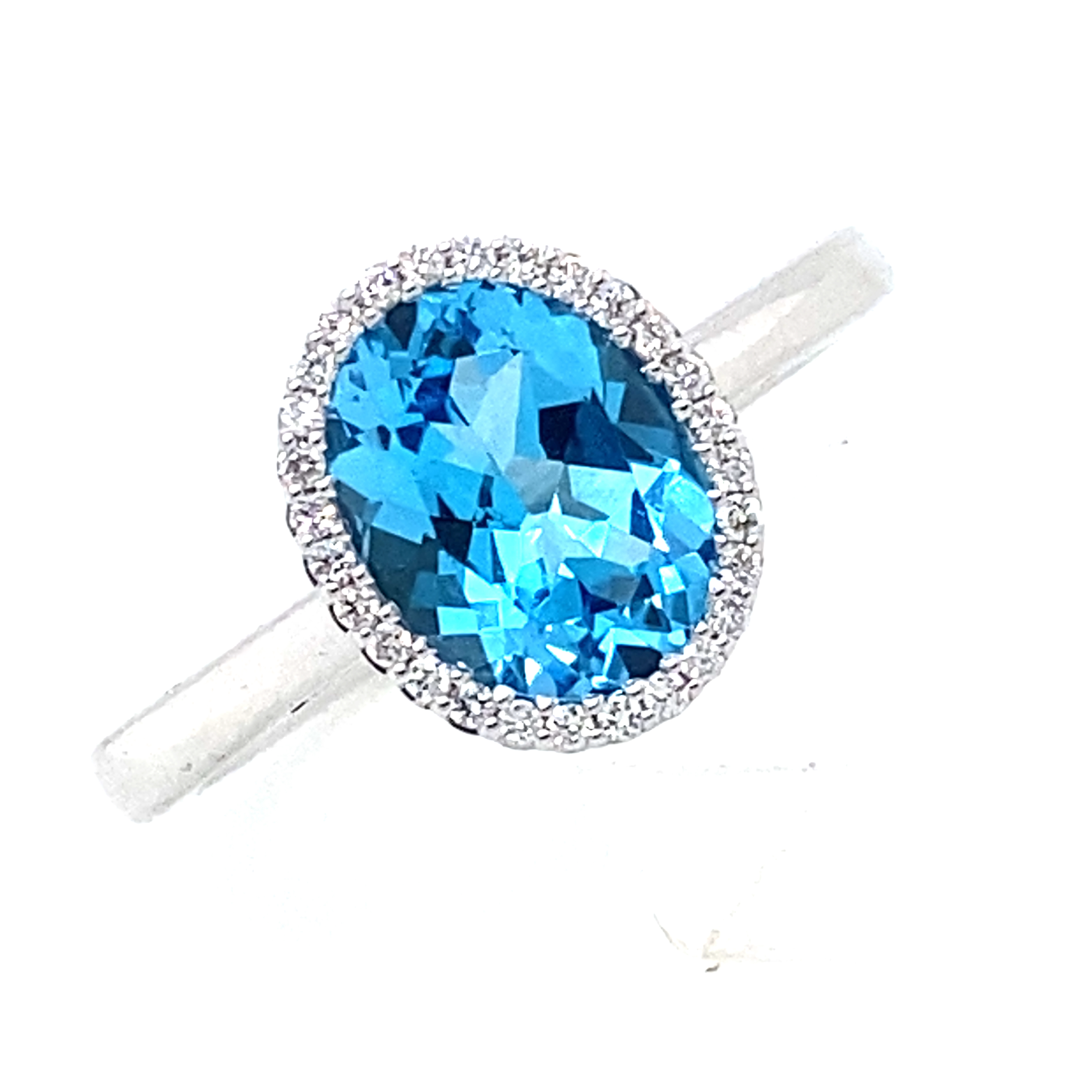 Blue Topaz and Diamond Ring in 18 Carat White Gold