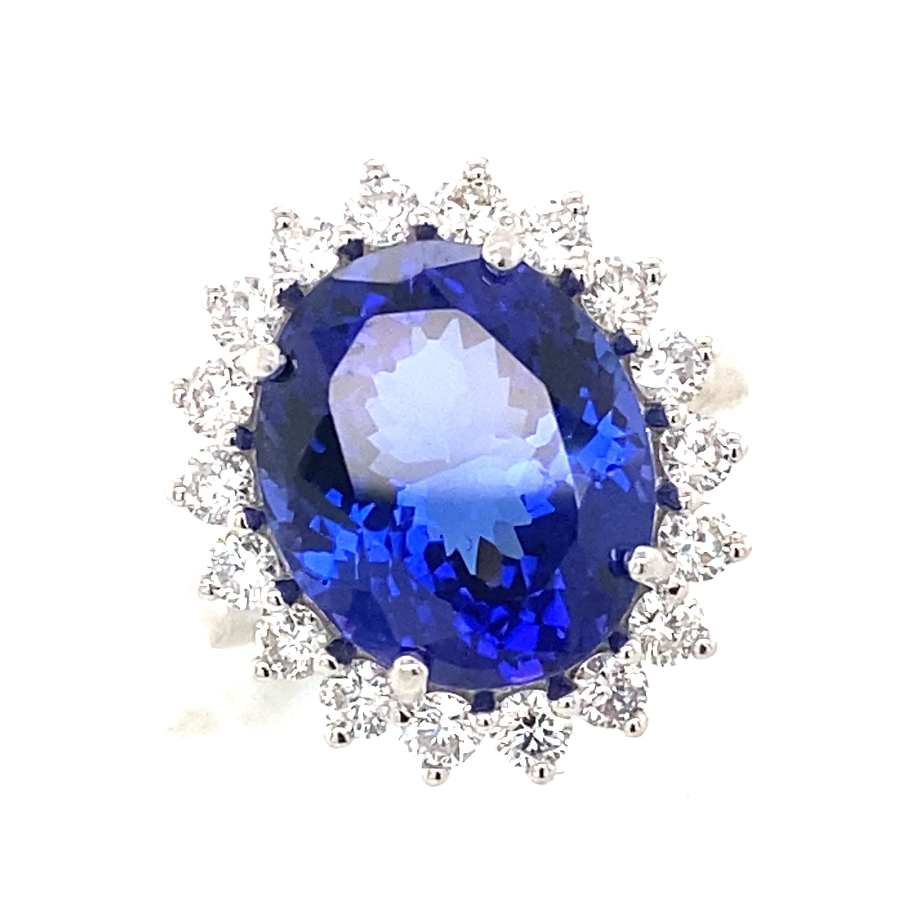 Platinum Tanzanite and Diamond Cluster Ring