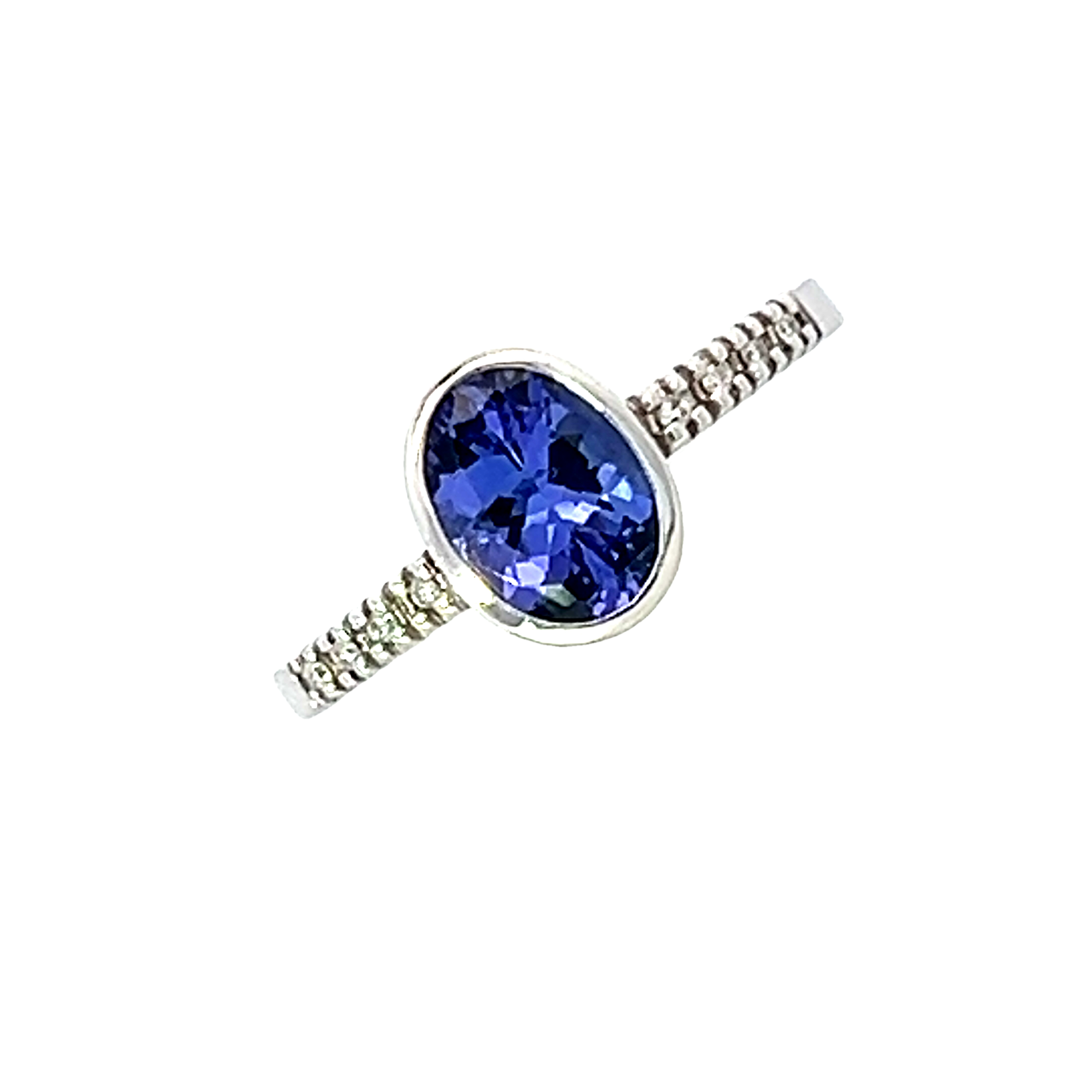 9 Carat White Gold Tanzanite and Diamond Ring