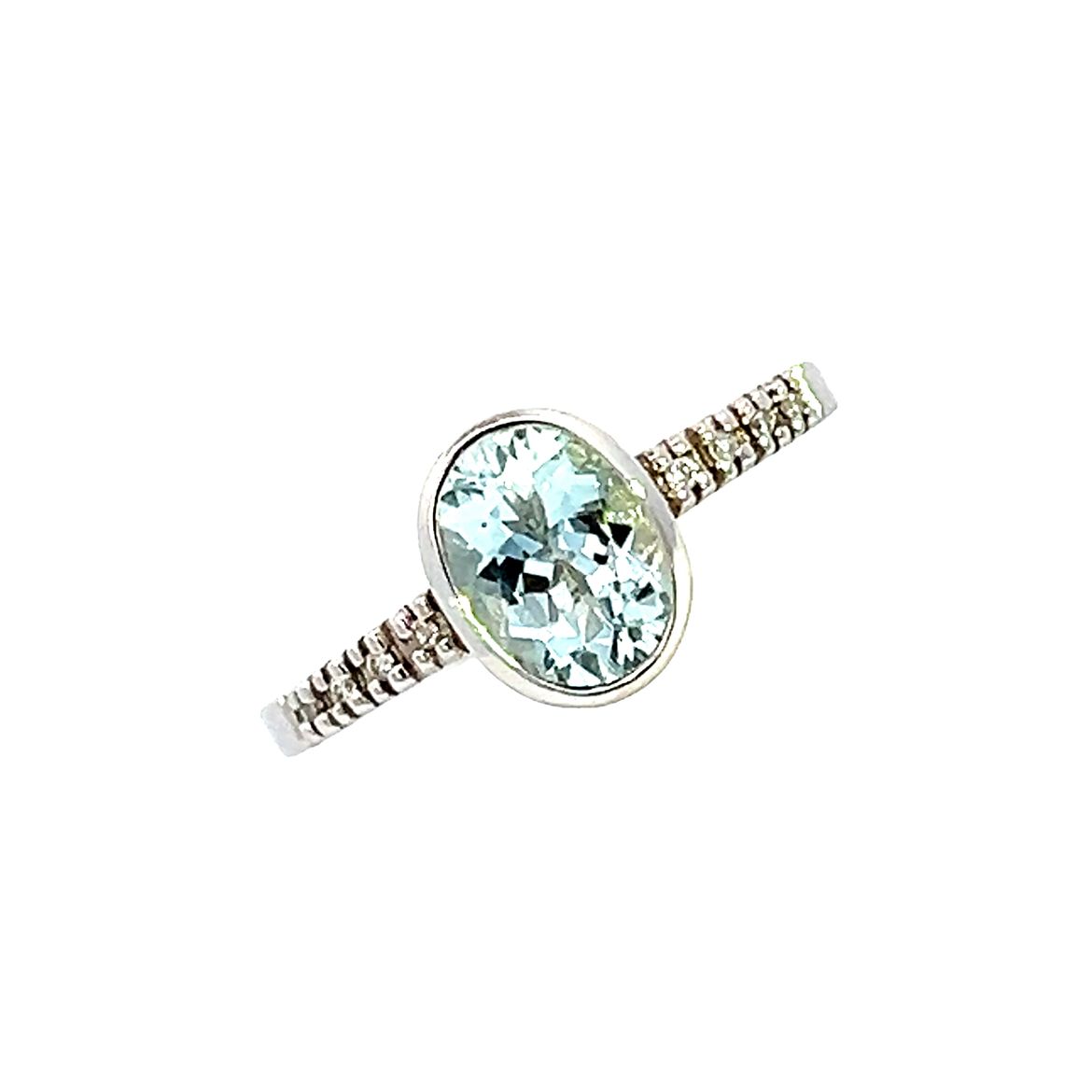 9 Carat White Gold Aquamarine and Diamond Ring