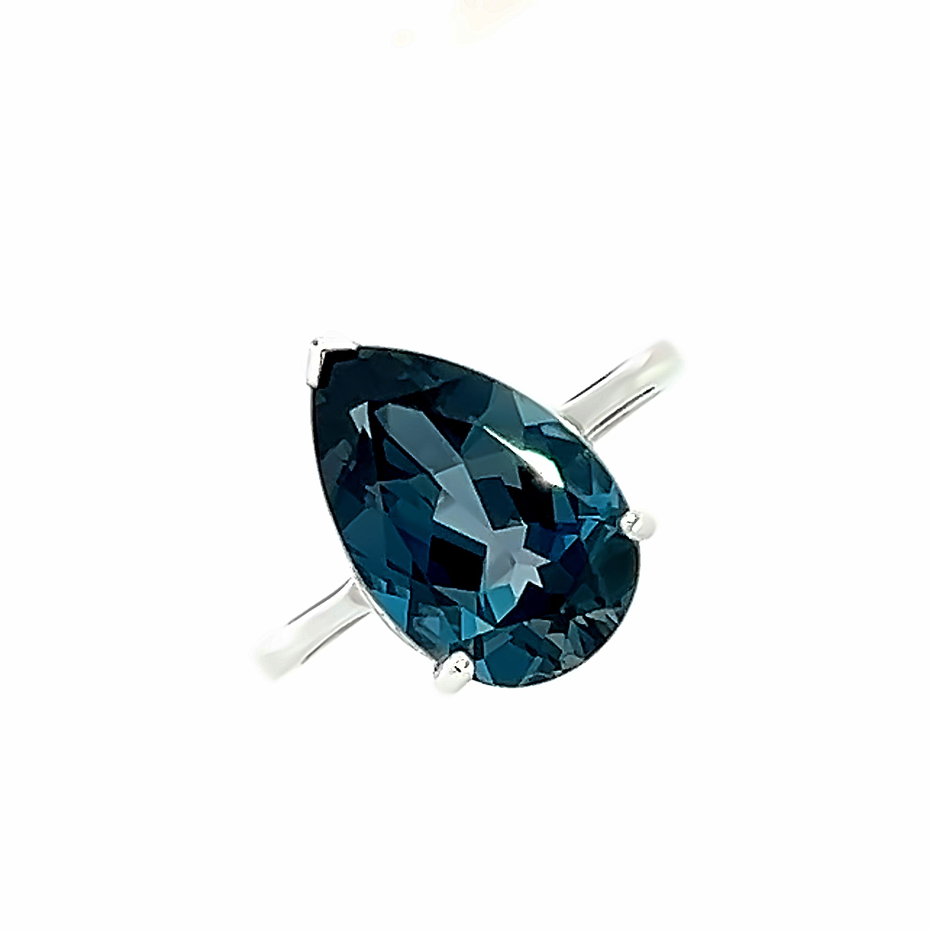 9 Carat White Gold Ring With a London Blue Topaz