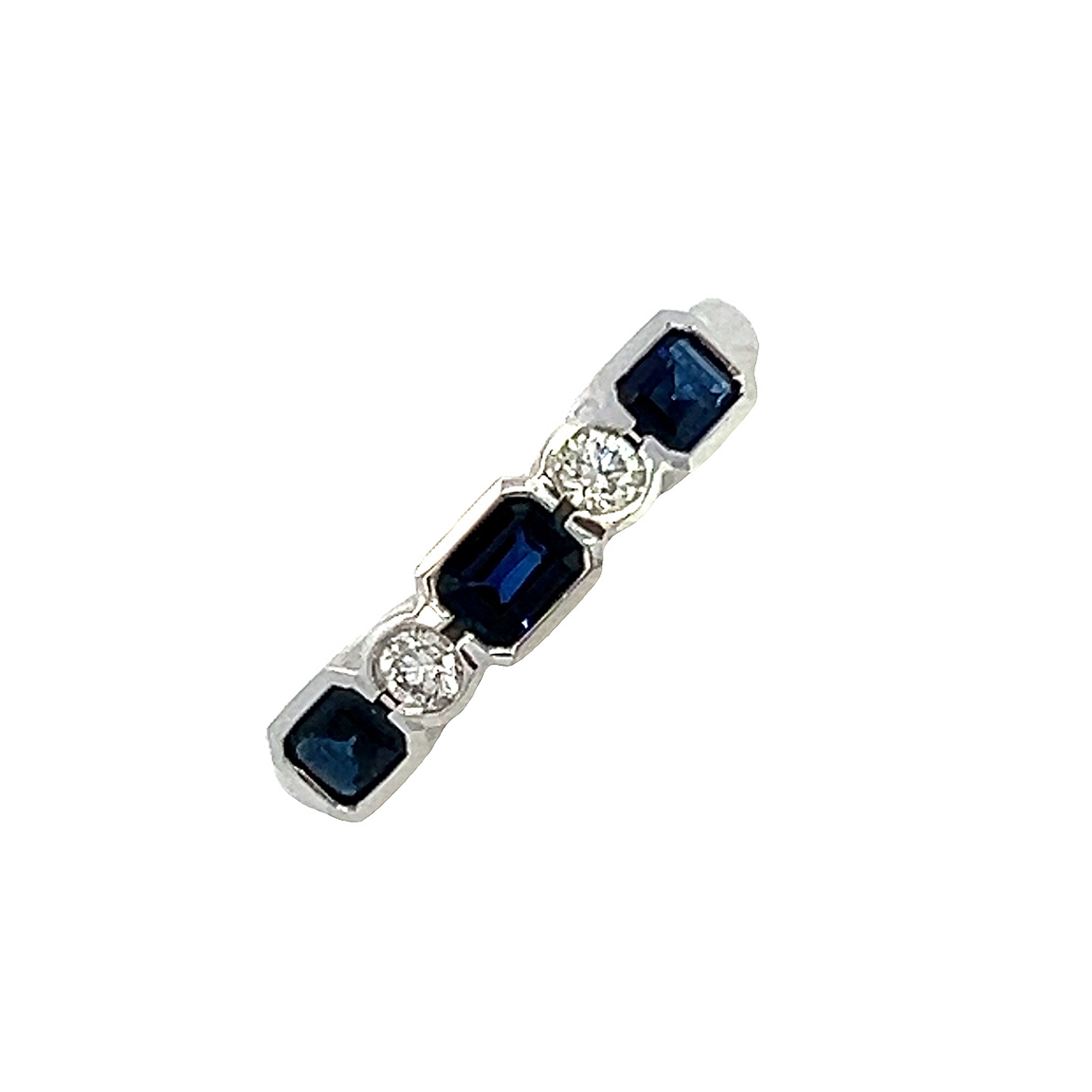 Rub Over Set Sapphire and Diamond 1/2 Eternity Ring