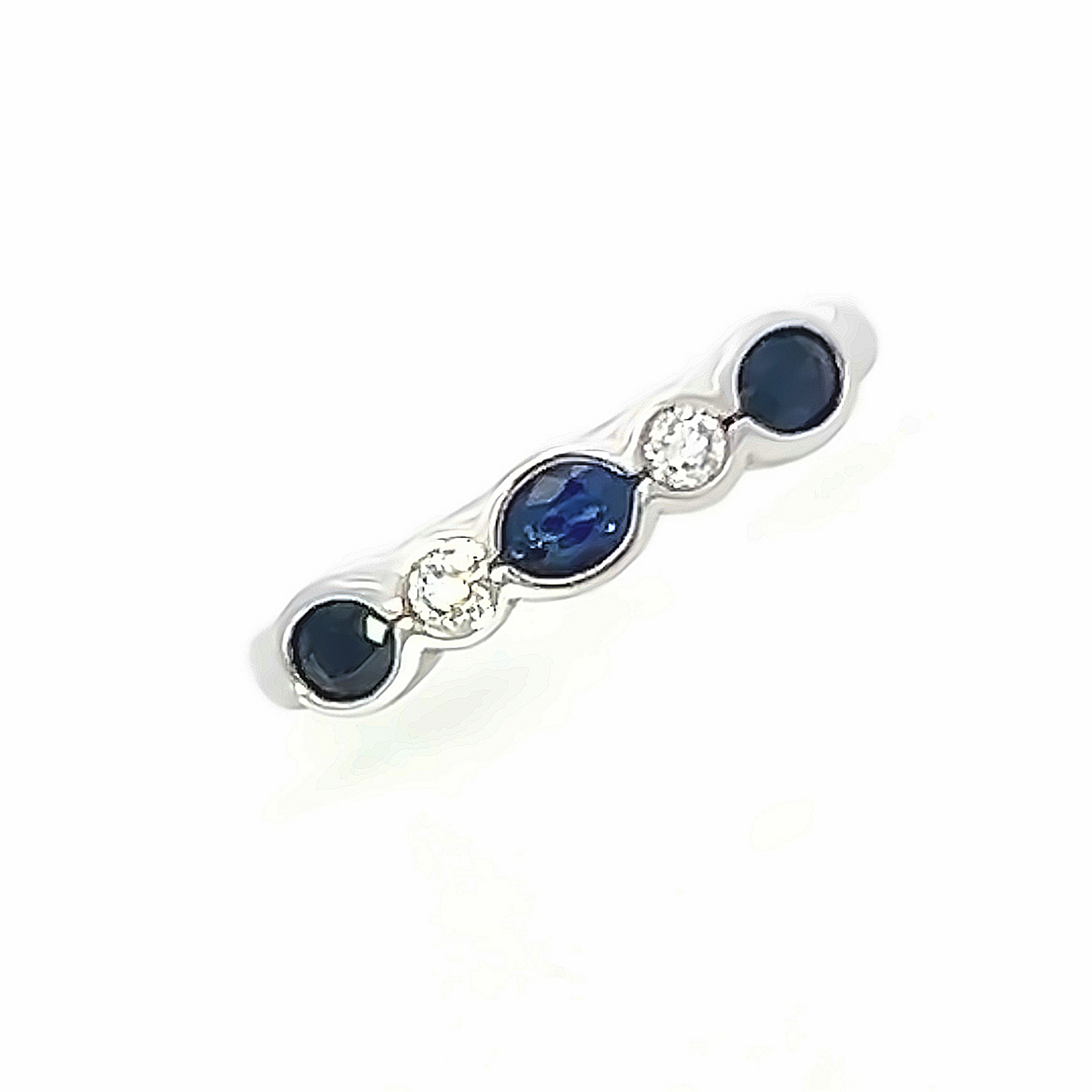 Rub Over Set Oval Sapphire and Diamond ½ Eternity Ring